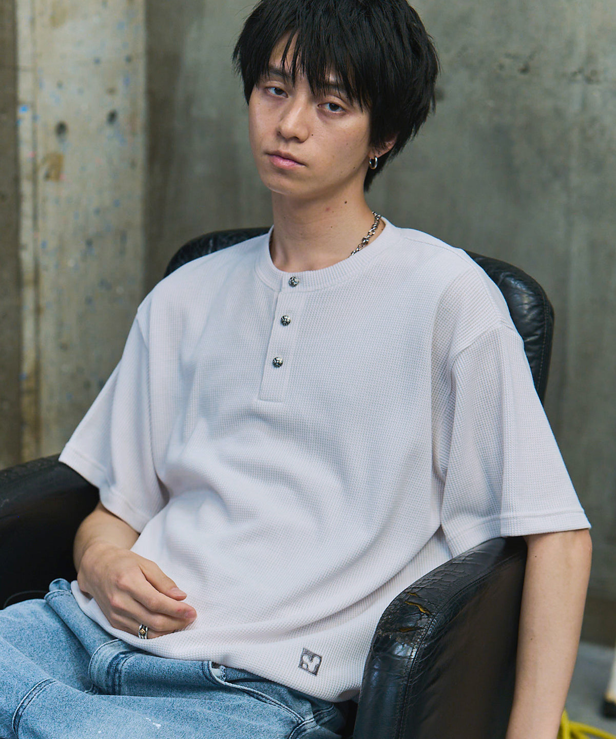 THERMAL DRAWSTRING HENLEY NECK T-SHIRT / サーマル ドローストリング ヘンリーネックTシャツ