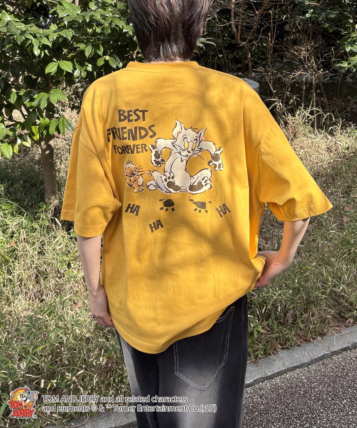 25SS【TOM&JERRY / トムとジェリー】足跡 ビッグシルエットバックプリントTシャツ