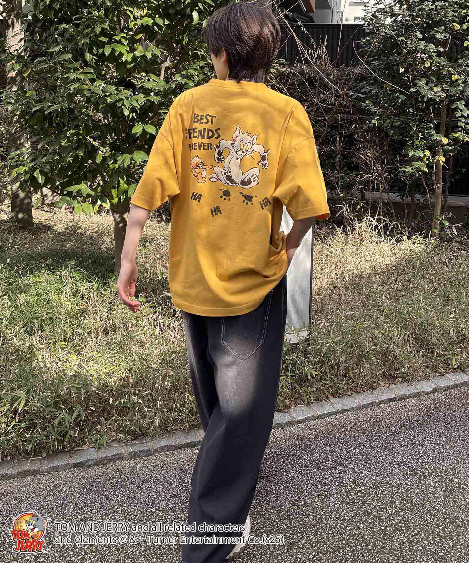 25SS【TOM&JERRY / トムとジェリー】足跡 ビッグシルエットバックプリントTシャツ