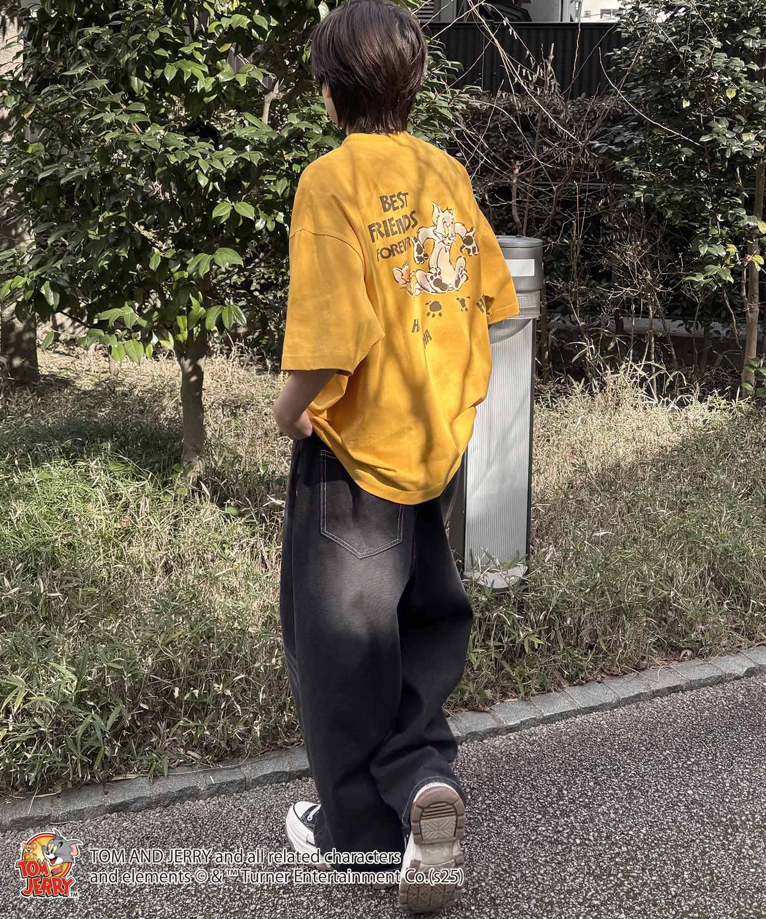 25SS【TOM&JERRY / トムとジェリー】足跡 ビッグシルエットバックプリントTシャツ