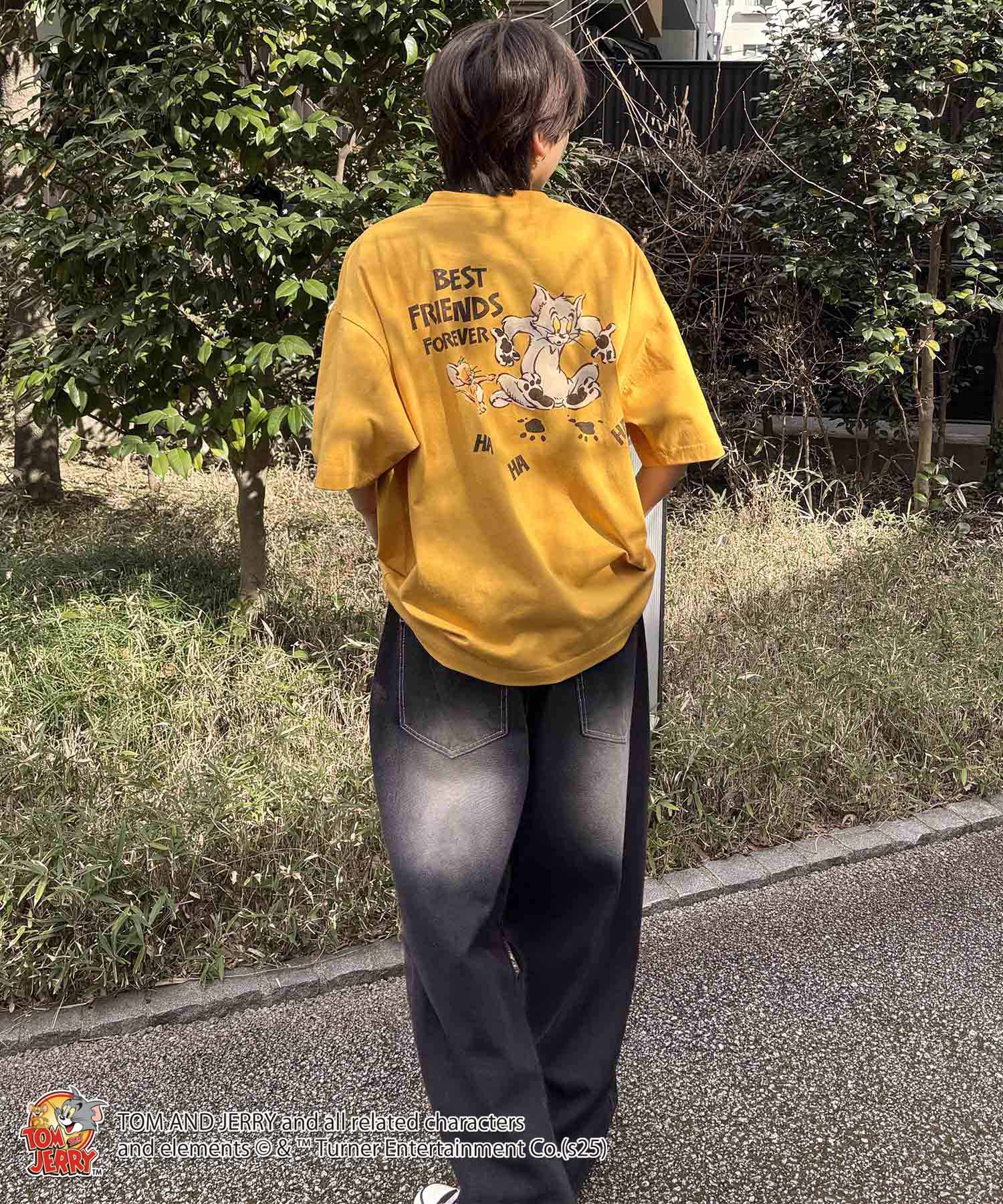 25SS【TOM&JERRY / トムとジェリー】足跡 ビッグシルエットバックプリントTシャツ