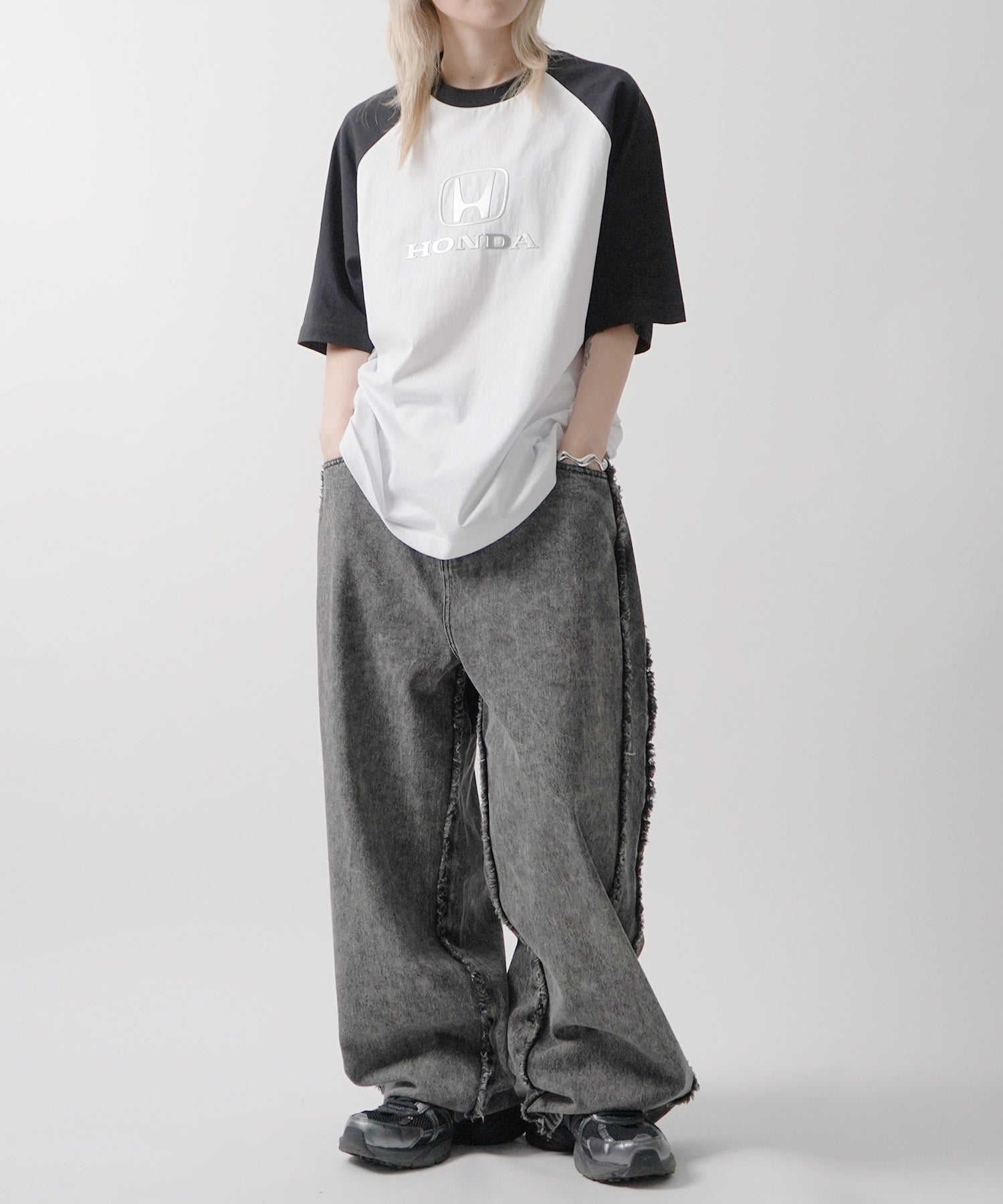 25SS【HONDA / ホンダ】フロントプリント ボックスシルエット ラグラン半袖Tシャツ