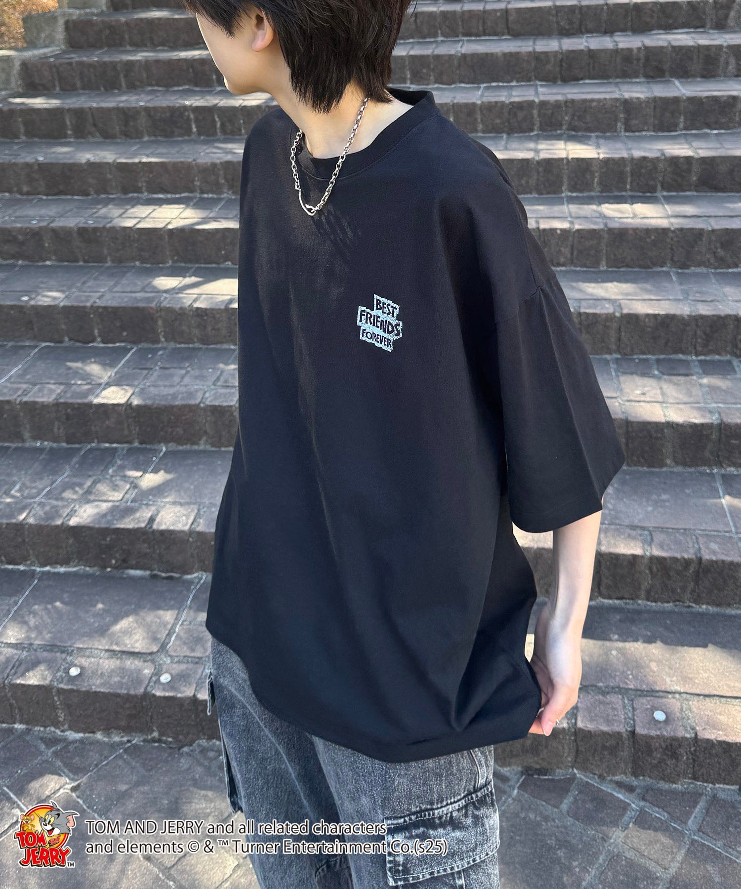 25SS【TOM&JERRY / トムとジェリー】足跡 ビッグシルエットバックプリントTシャツ