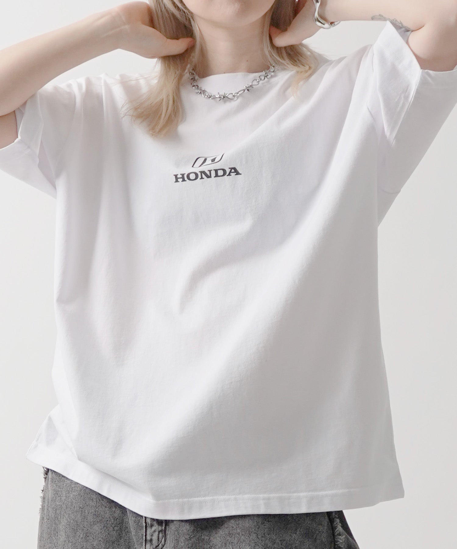 25SS【HONDA / ホンダ】ワンポイントプリント ボックスシルエット 半袖Tシャツ