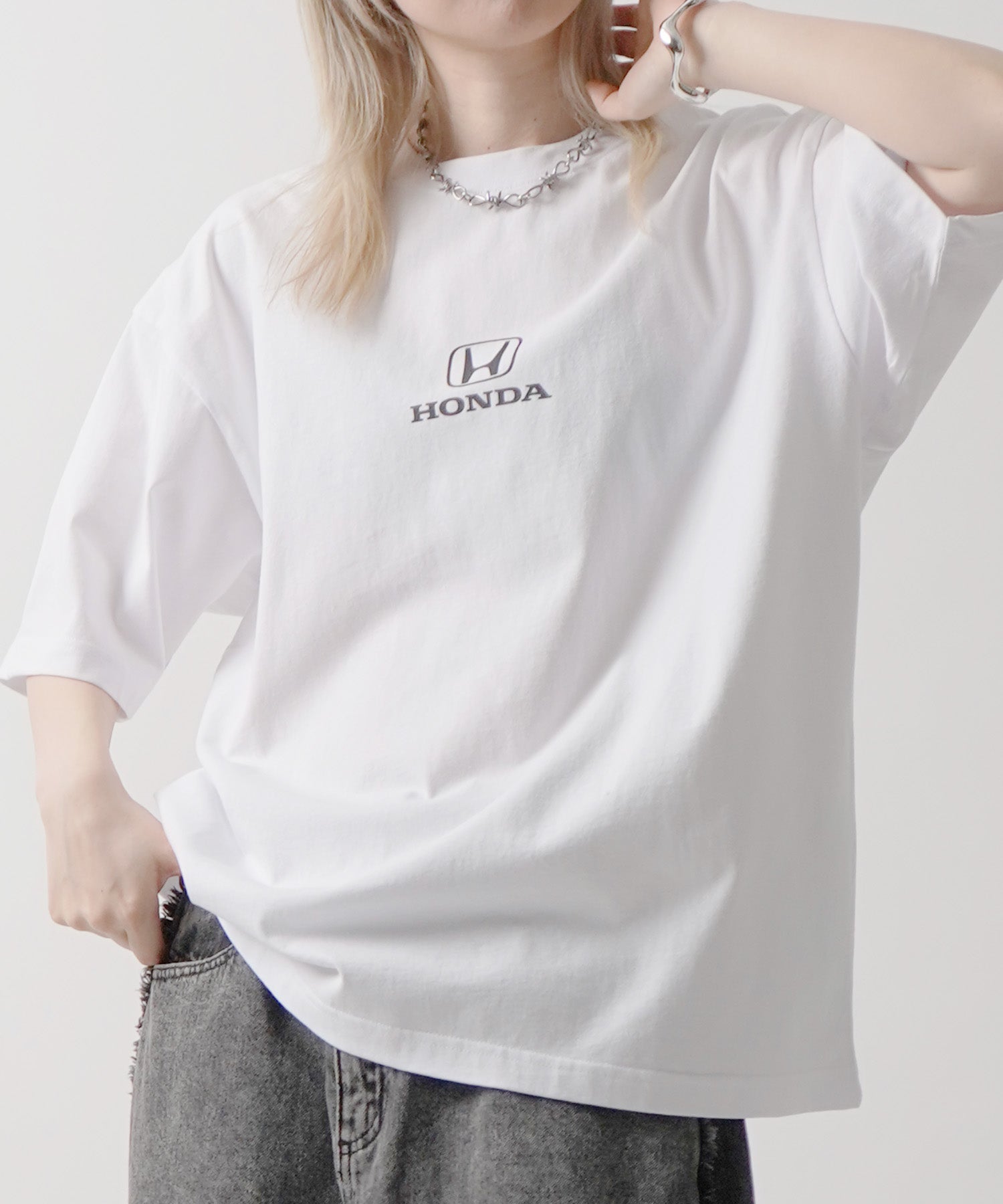 25SS【HONDA / ホンダ】ワンポイントプリント ボックスシルエット 半袖Tシャツ