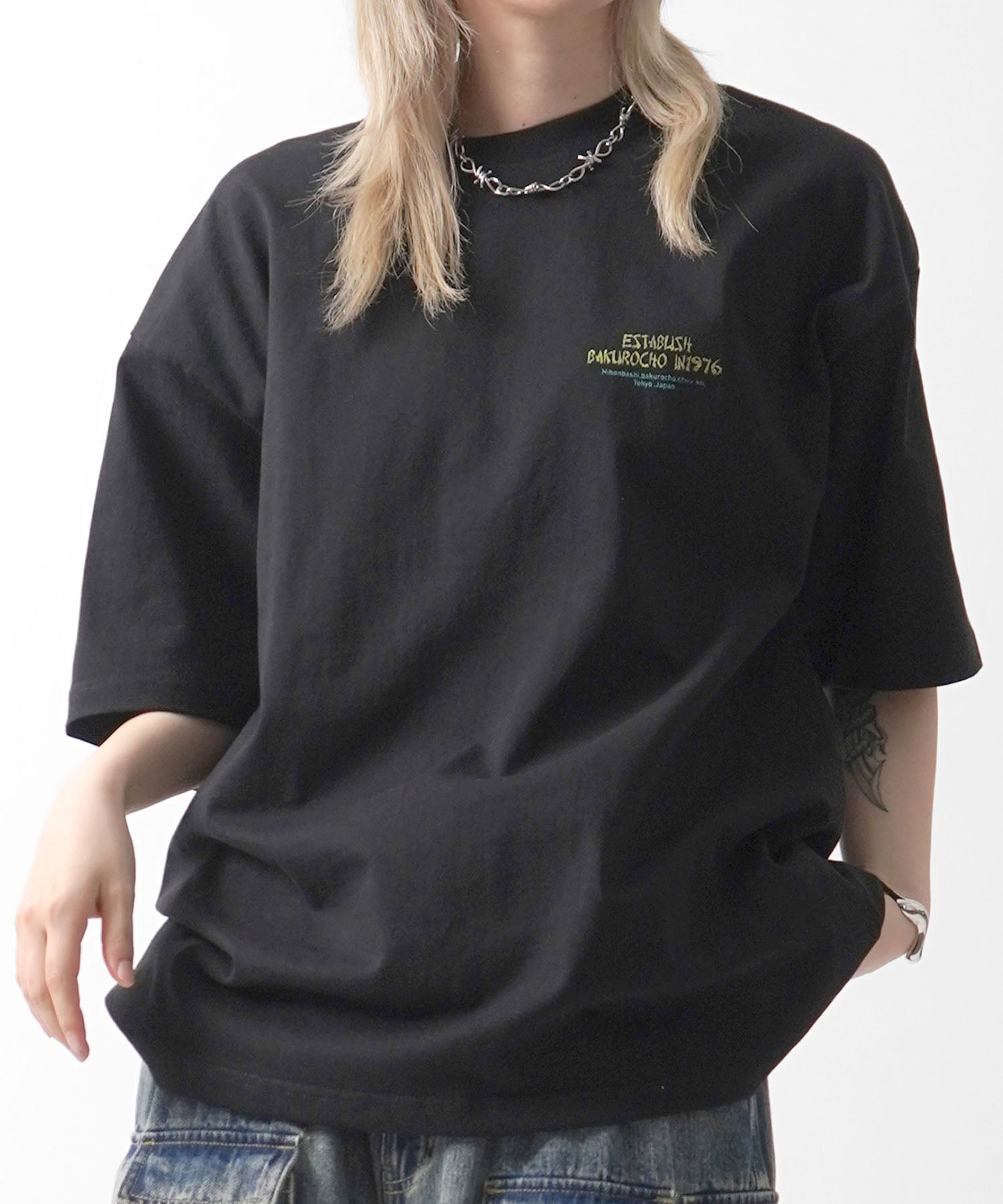 25SS ビッグシルエット "馬喰飯店" 中華メニュー バックプリント半袖Tシャツ