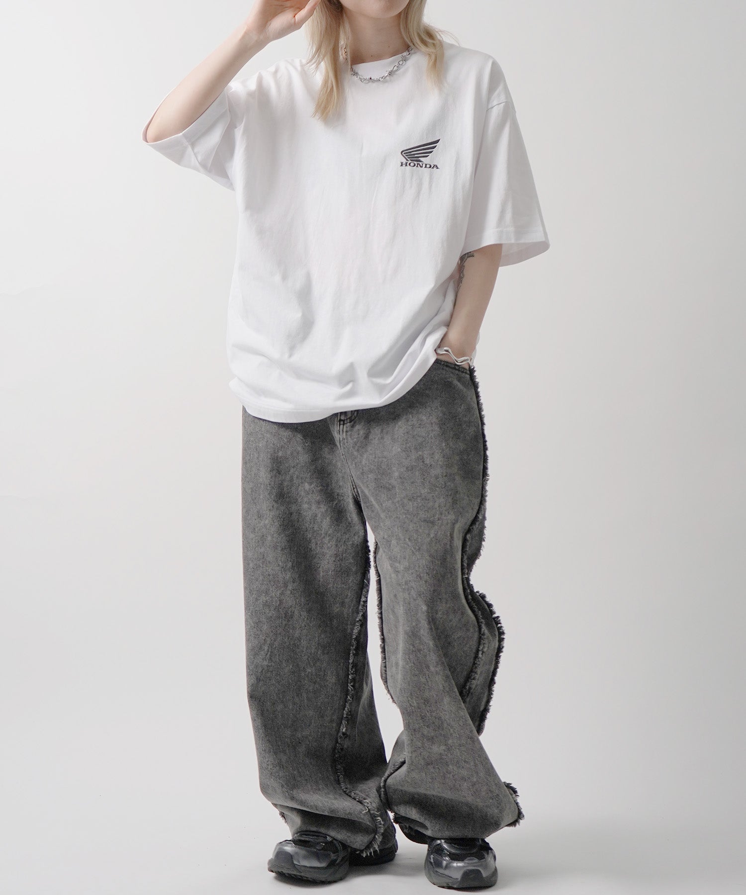 25SS【HONDA / ホンダ】ワンポイントプリント ボックスシルエット 半袖Tシャツ