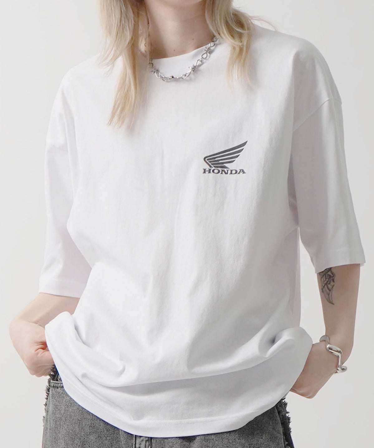 25SS【HONDA / ホンダ】ワンポイントプリント ボックスシルエット 半袖Tシャツ