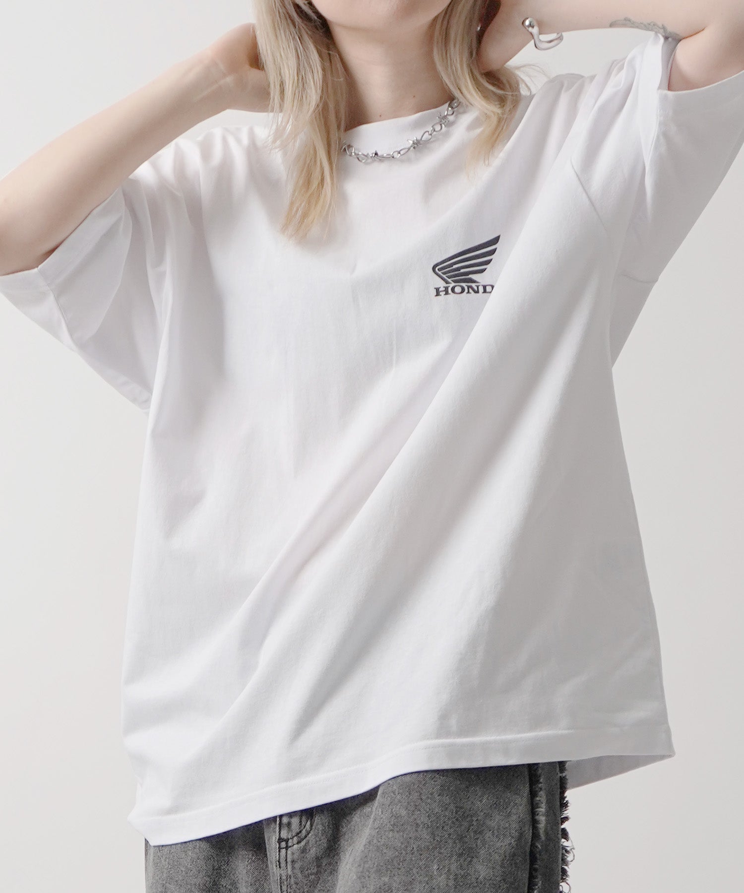 25SS【HONDA / ホンダ】ワンポイントプリント ボックスシルエット 半袖Tシャツ