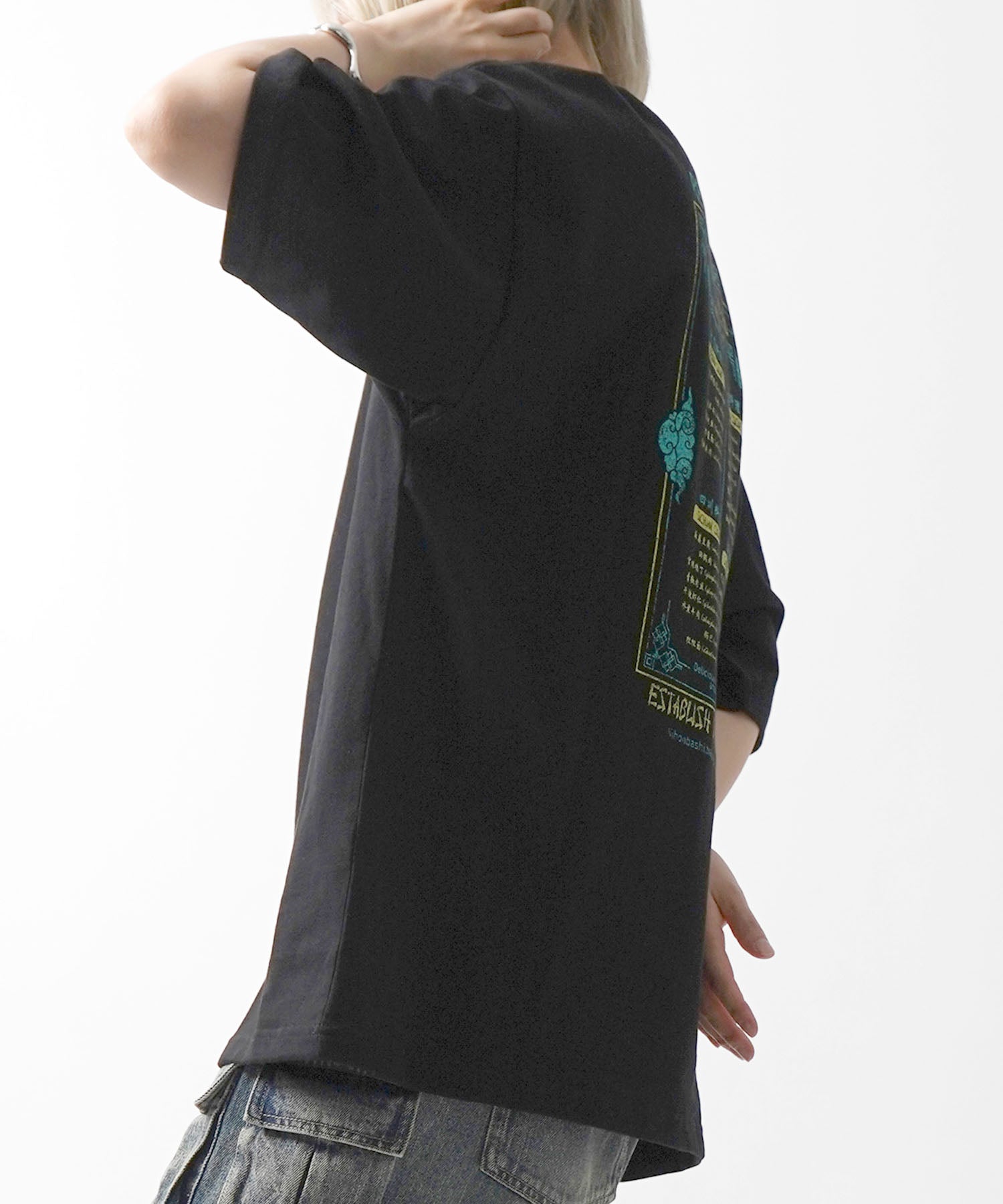 25SS ビッグシルエット "馬喰飯店" 中華メニュー バックプリント半袖Tシャツ