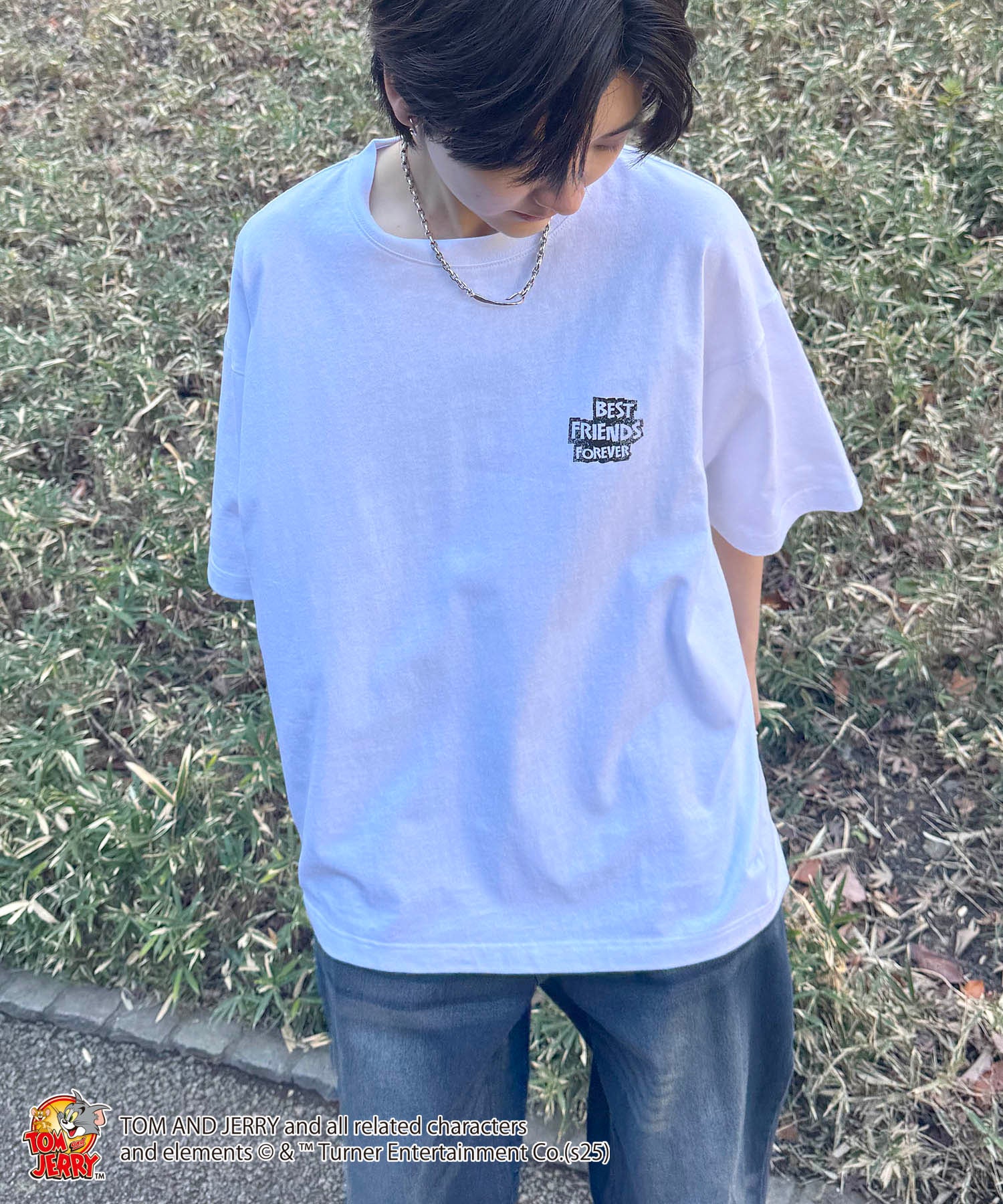 25SS【TOM&JERRY / トムとジェリー】足跡 ビッグシルエットバックプリントTシャツ