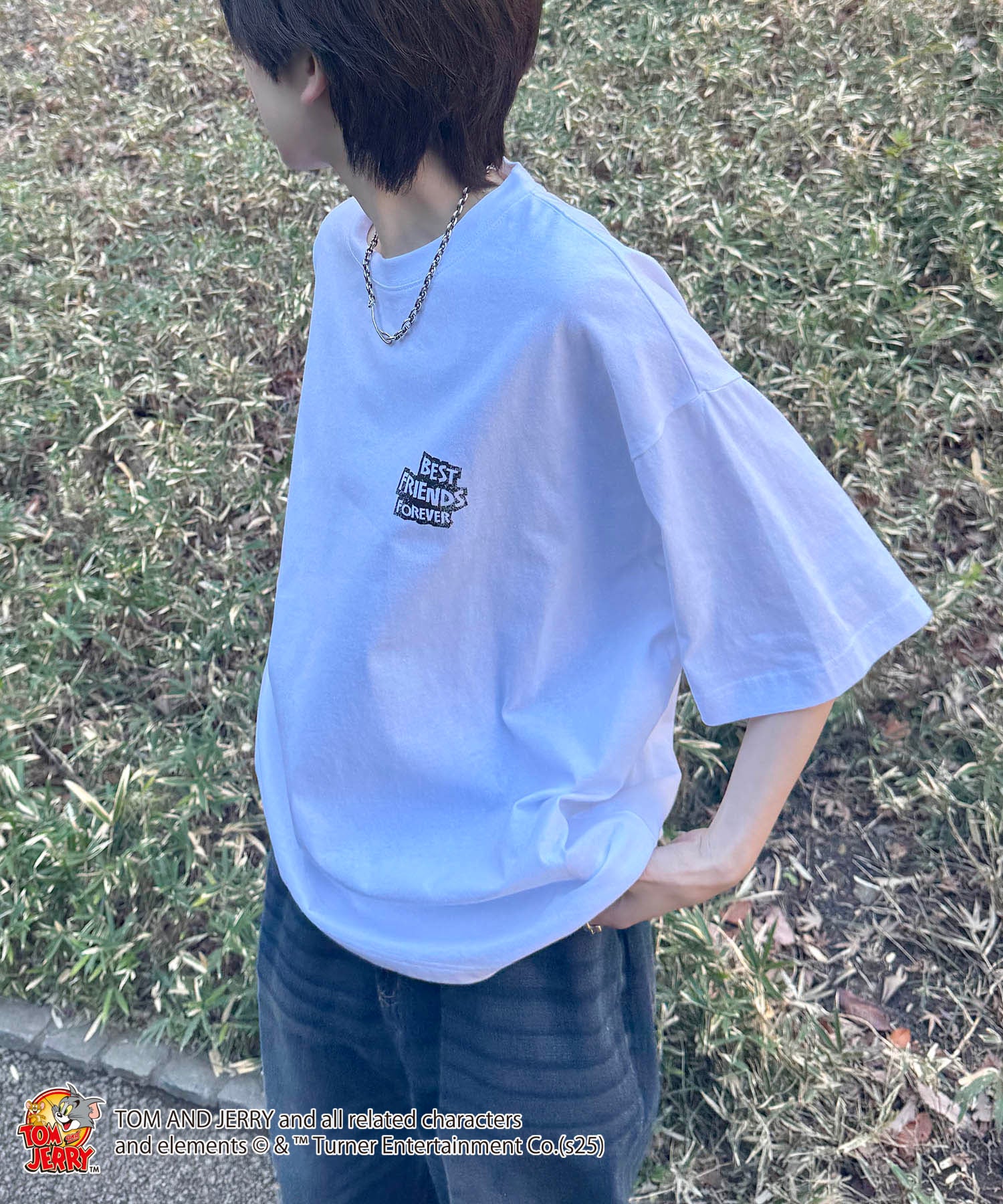 25SS【TOM&JERRY / トムとジェリー】足跡 ビッグシルエットバックプリントTシャツ