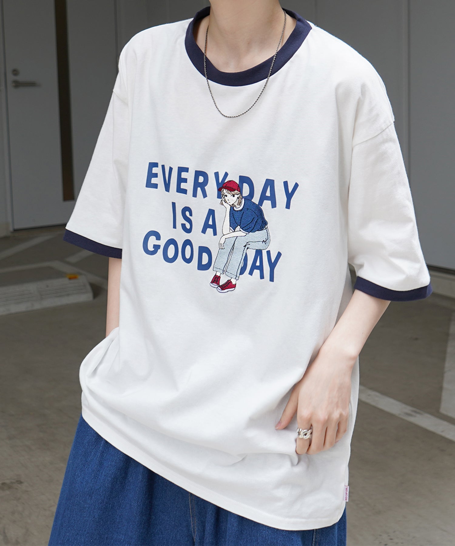 RED CAP GIRL】リンガー ビッグシルエット 半袖Tシャツ