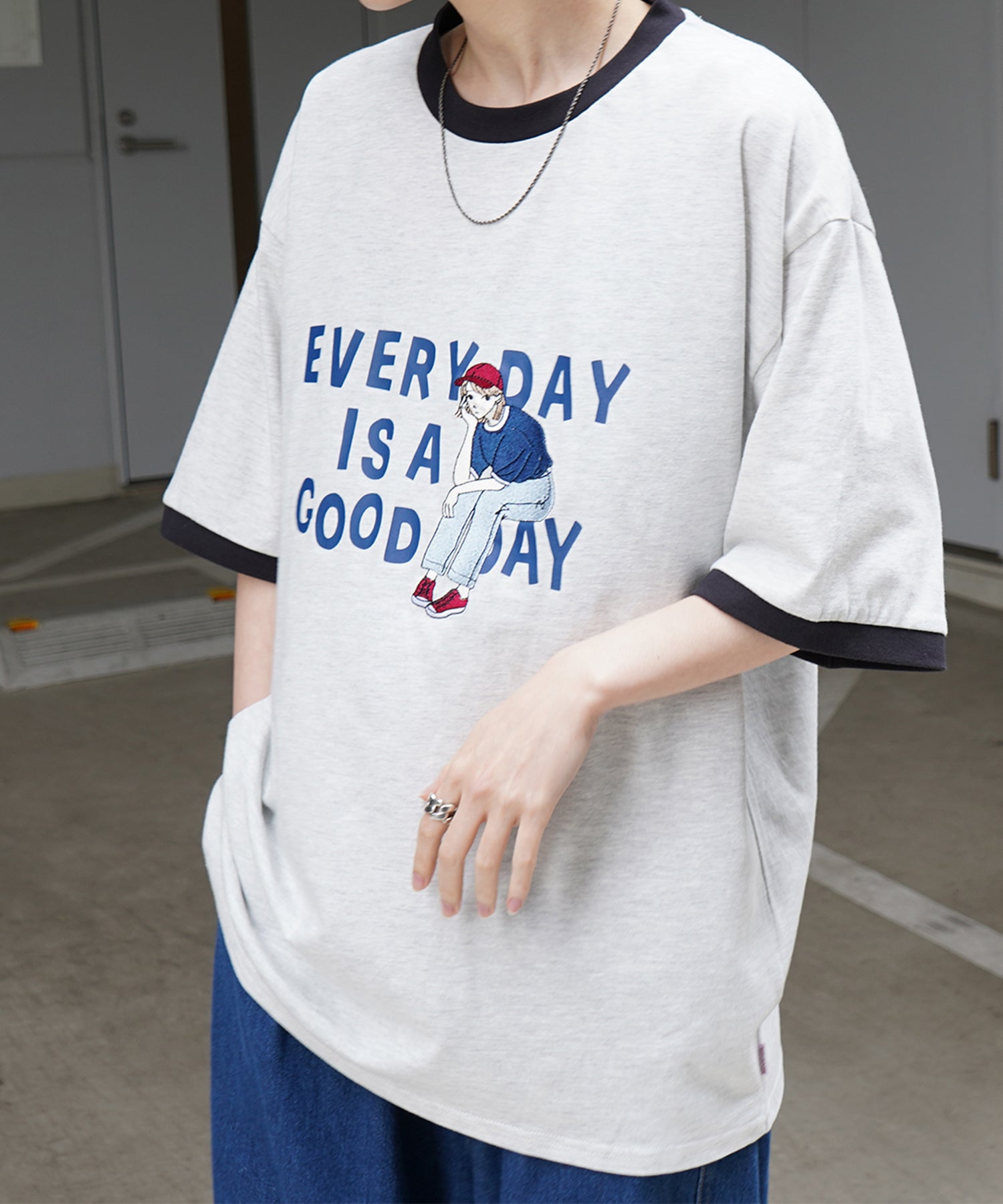 25SS【RED CAP GIRL】リンガー ビッグシルエット 半袖Tシャツ