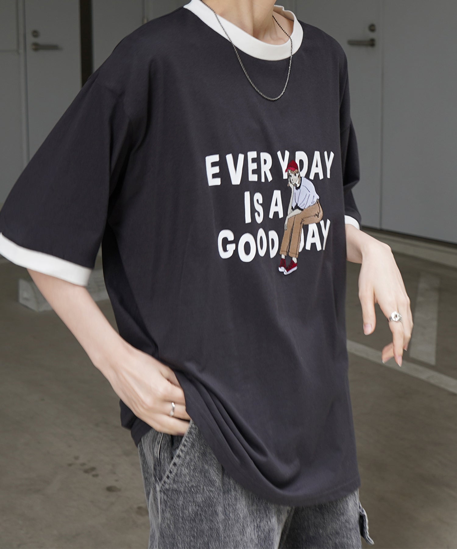 25SS【RED CAP GIRL】リンガー ビッグシルエット 半袖Tシャツ