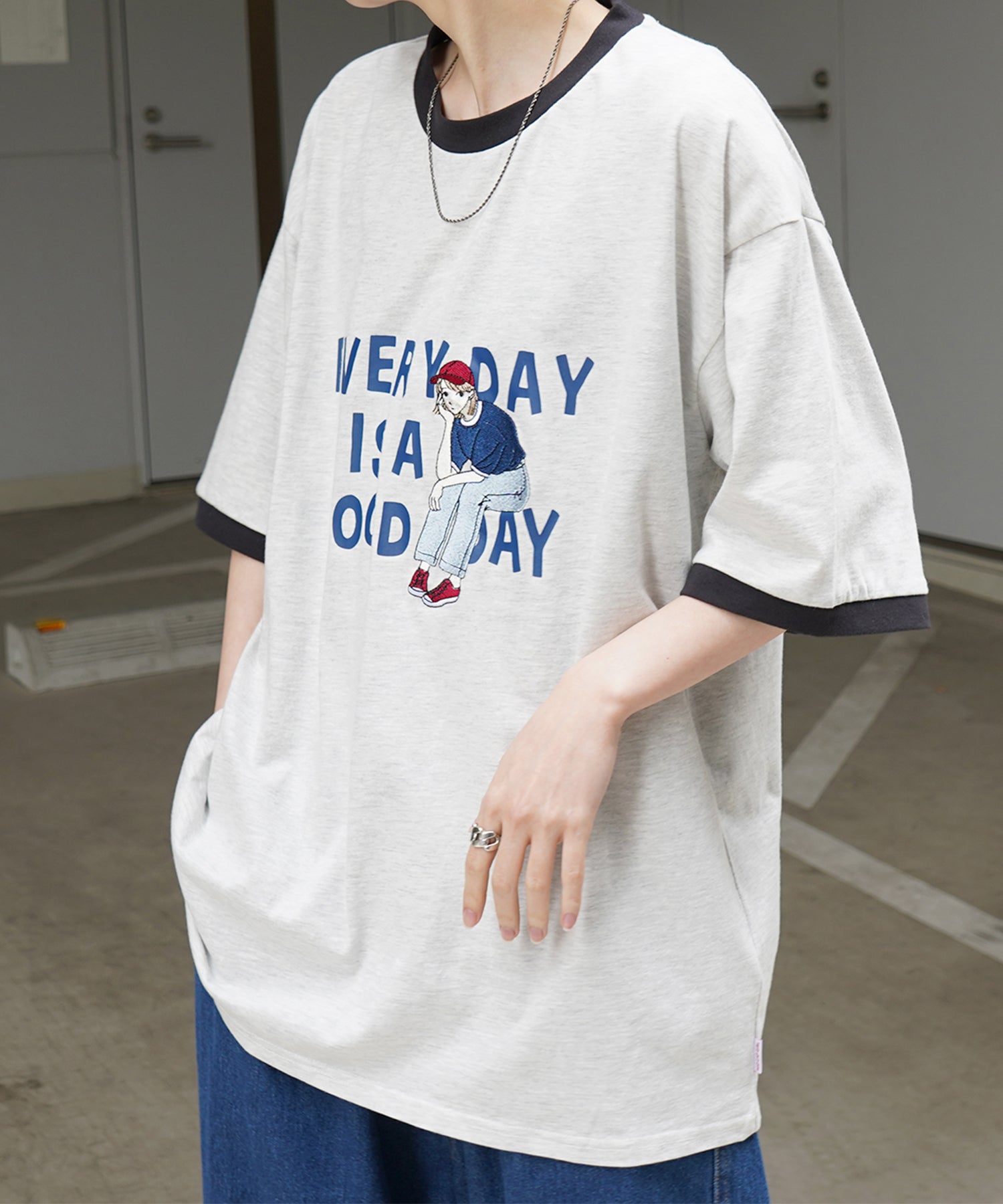 25SS【RED CAP GIRL】リンガー ビッグシルエット 半袖Tシャツ