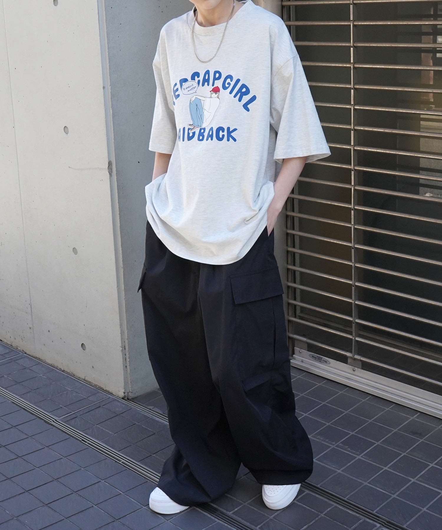 25SS【RED CAP GIRL】フロントプリント ビッグシルエット半袖Tシャツ