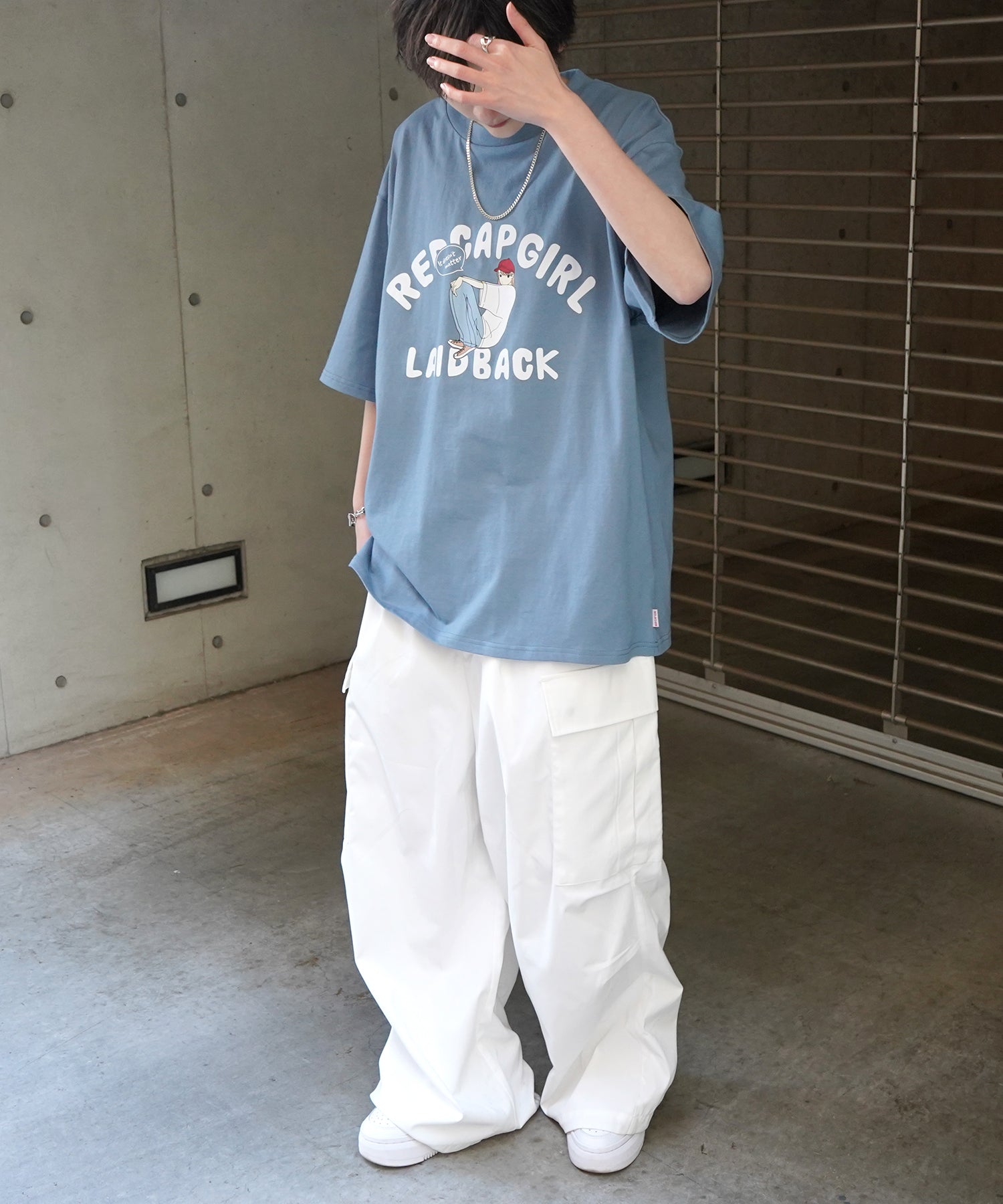 25SS【RED CAP GIRL】フロントプリント ビッグシルエット半袖Tシャツ