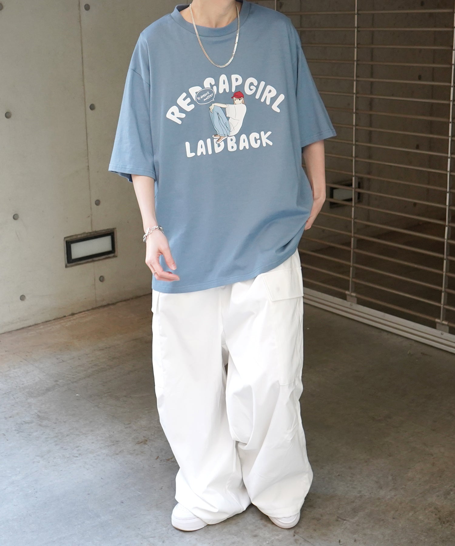 25SS【RED CAP GIRL】フロントプリント ビッグシルエット半袖Tシャツ