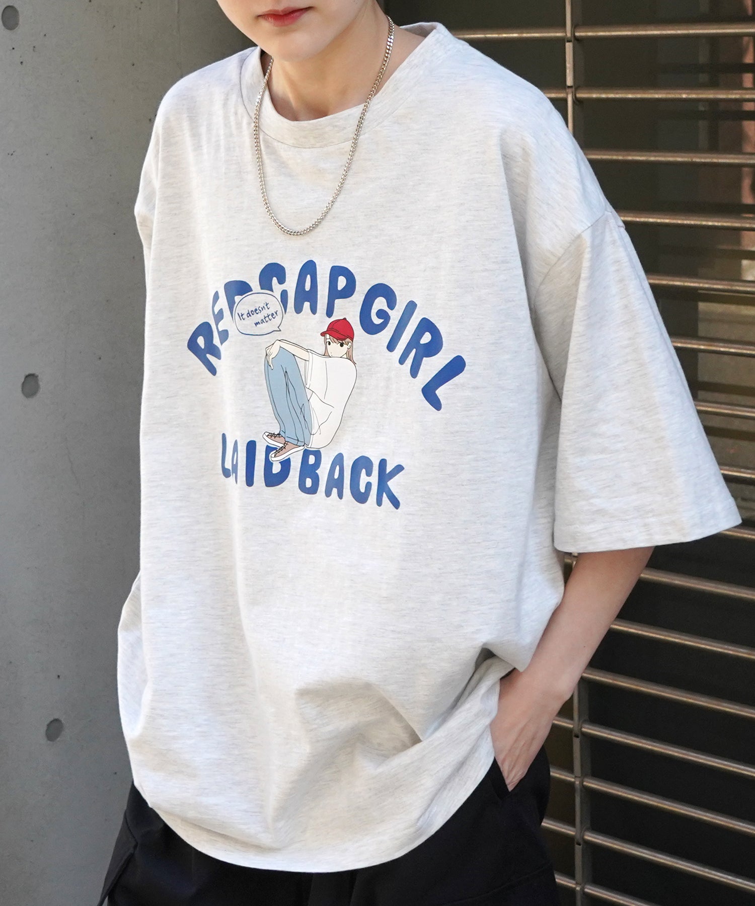 25SS【RED CAP GIRL】フロントプリント ビッグシルエット半袖Tシャツ