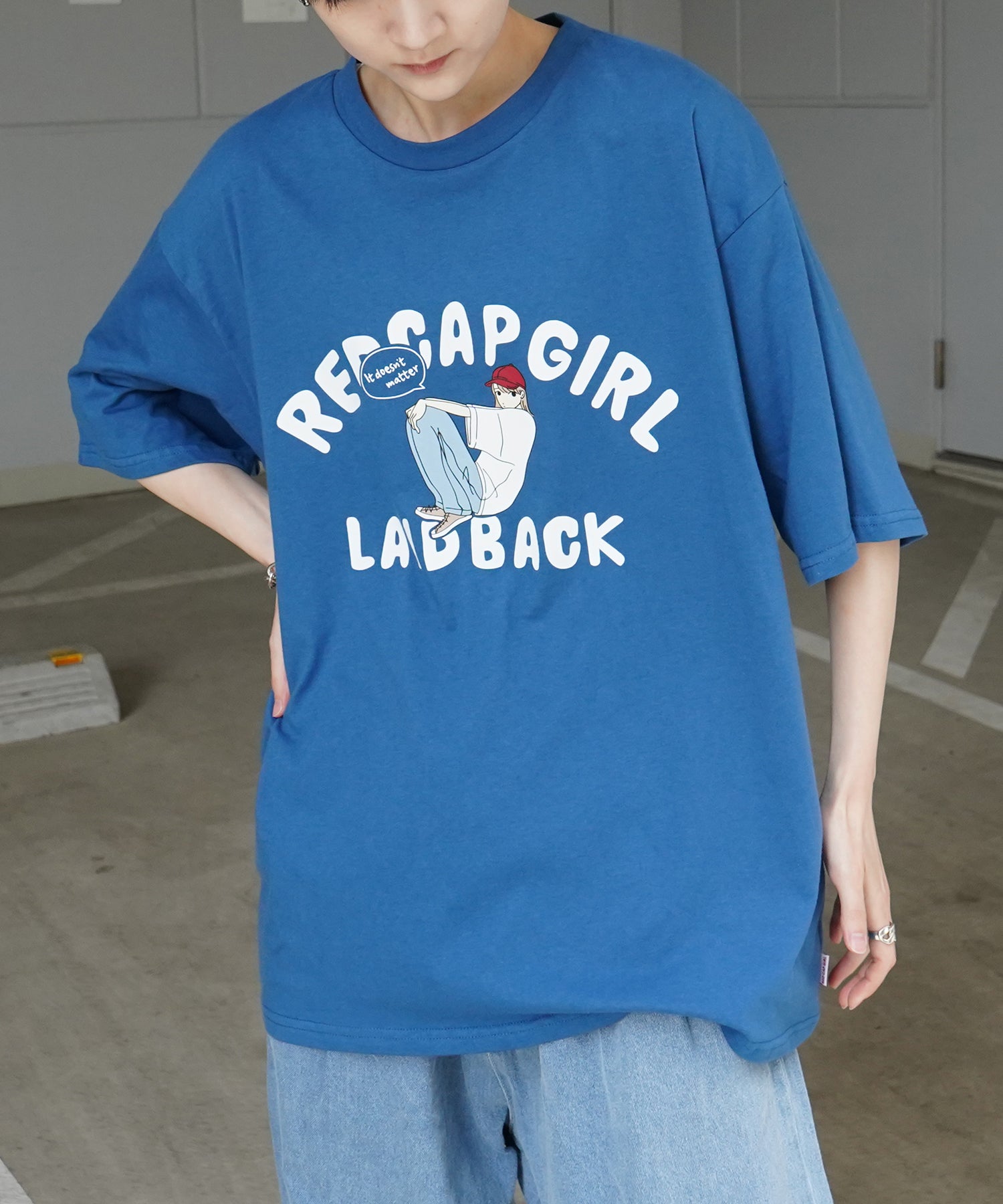 25SS【RED CAP GIRL】フロントプリント ビッグシルエット半袖Tシャツ