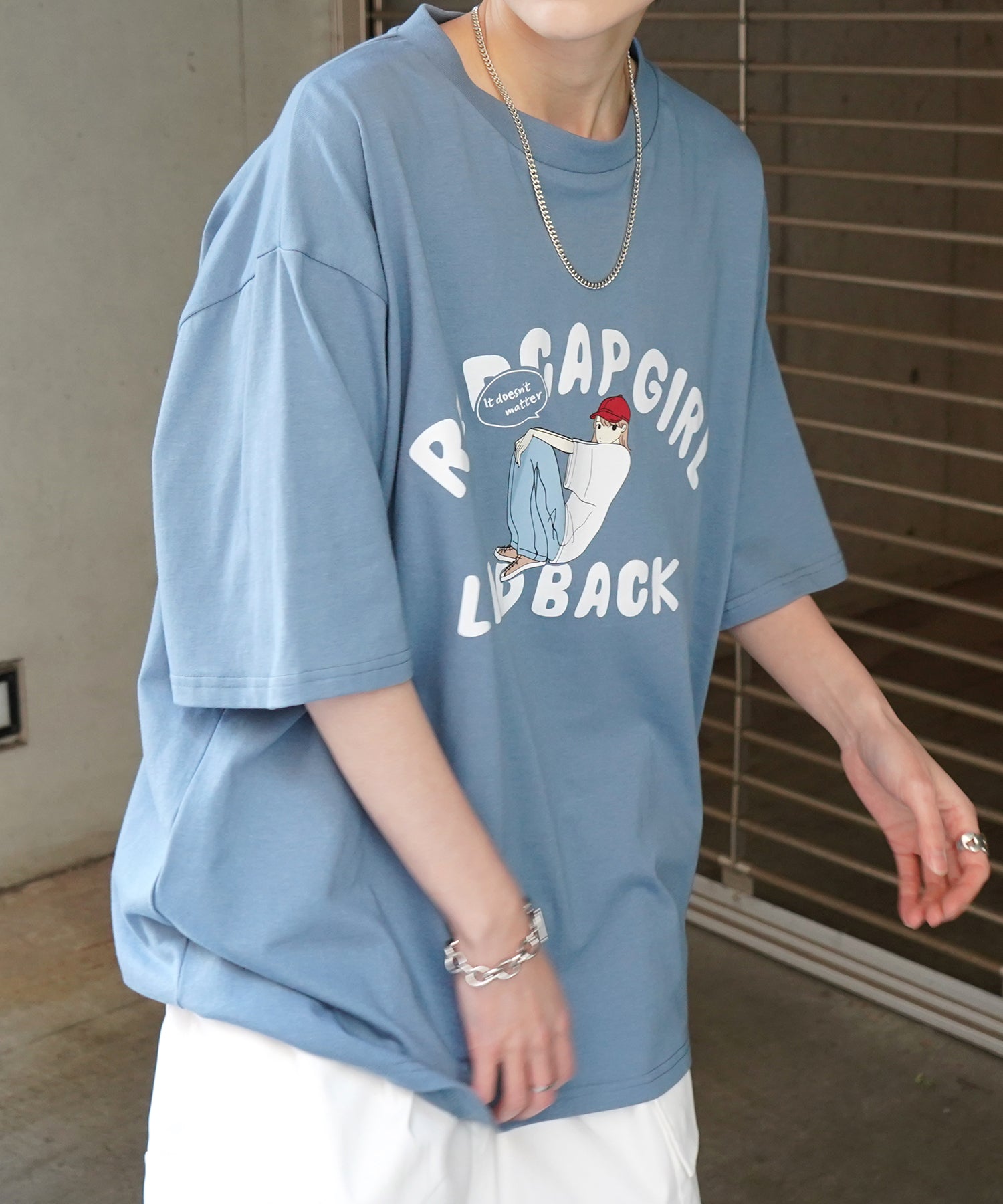 25SS【RED CAP GIRL】フロントプリント ビッグシルエット半袖Tシャツ