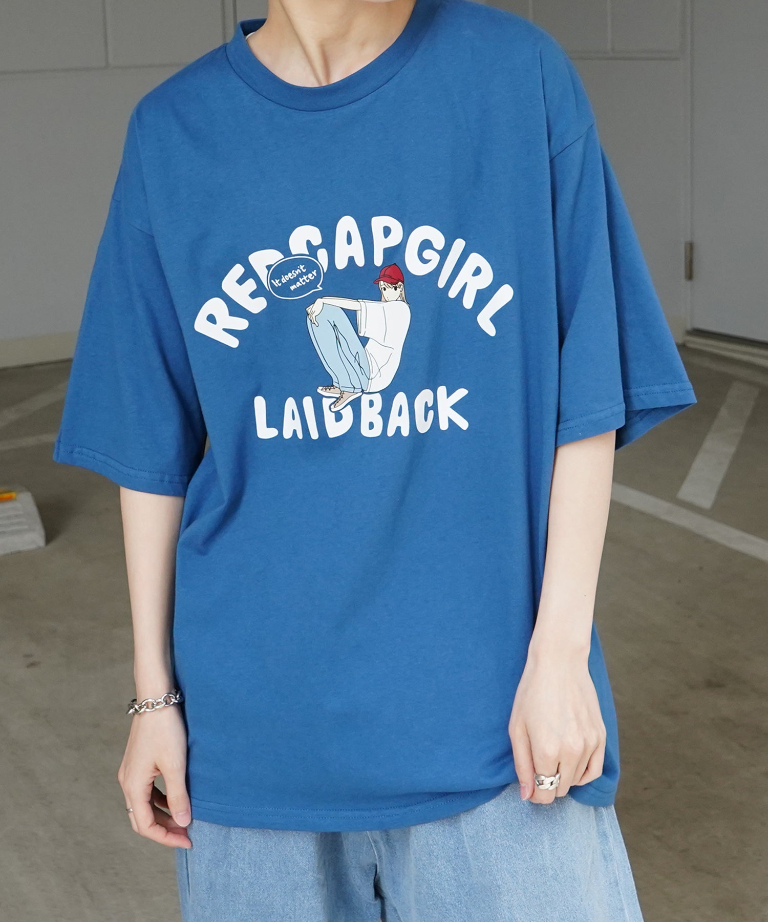 25SS【RED CAP GIRL】フロントプリント ビッグシルエット半袖Tシャツ