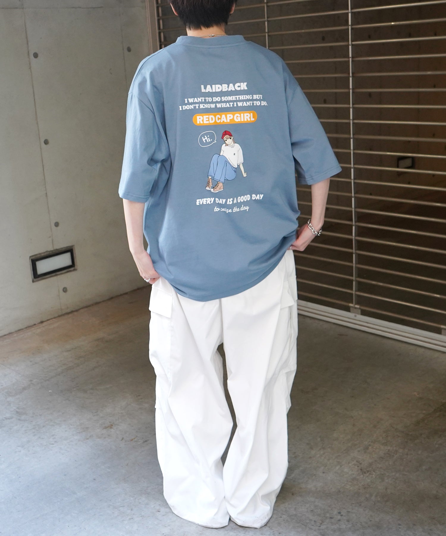 25SS【RED CAP GIRL】バックプリント ビッグシルエット半袖Tシャツ