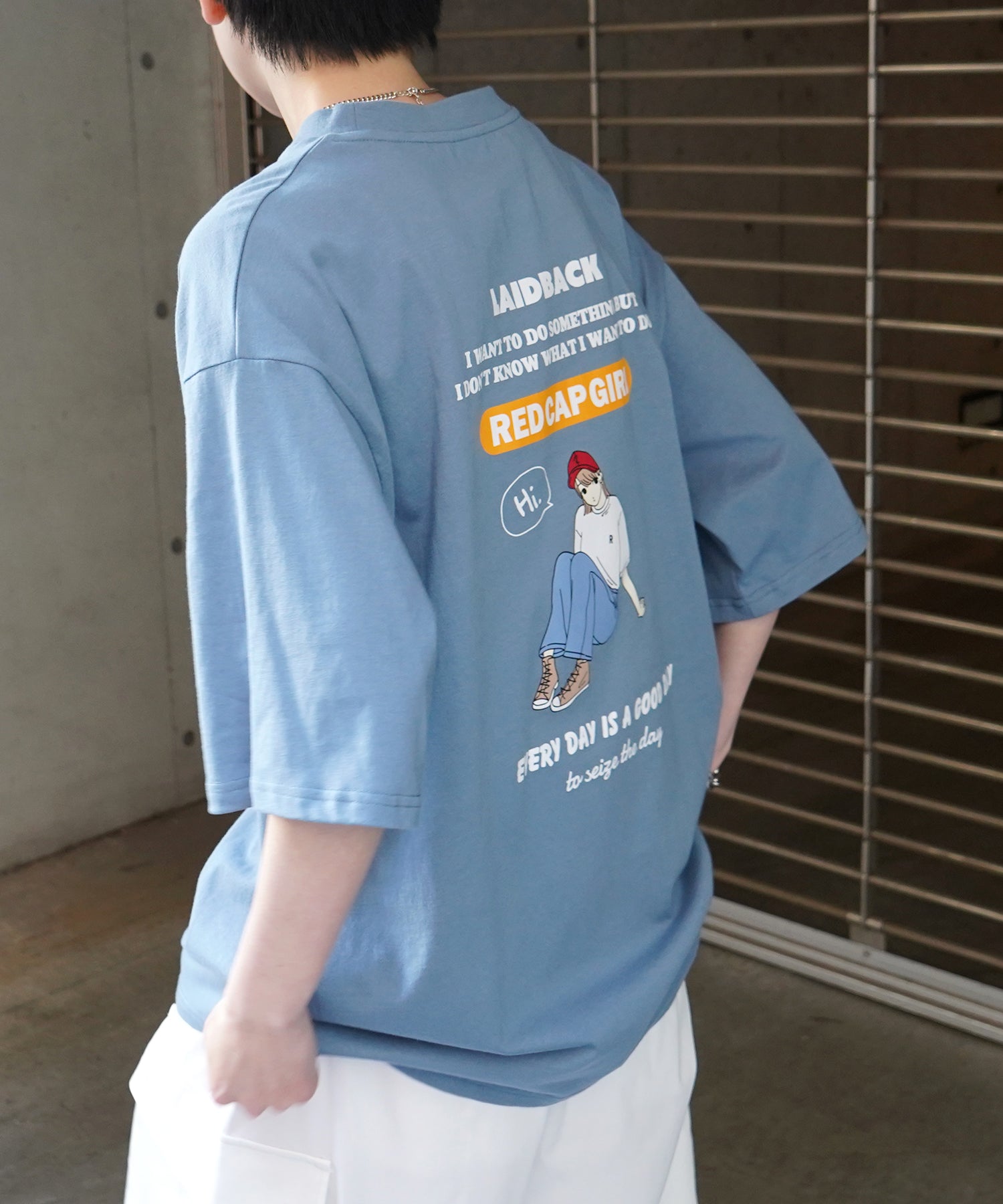 25SS【RED CAP GIRL】バックプリント ビッグシルエット半袖Tシャツ