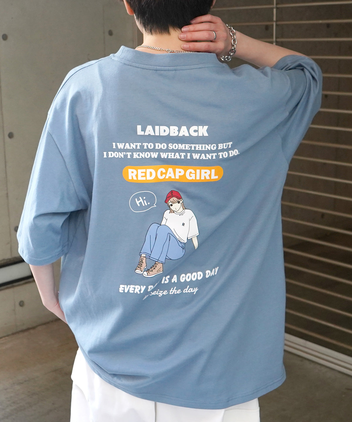 25SS【RED CAP GIRL】バックプリント ビッグシルエット半袖Tシャツ