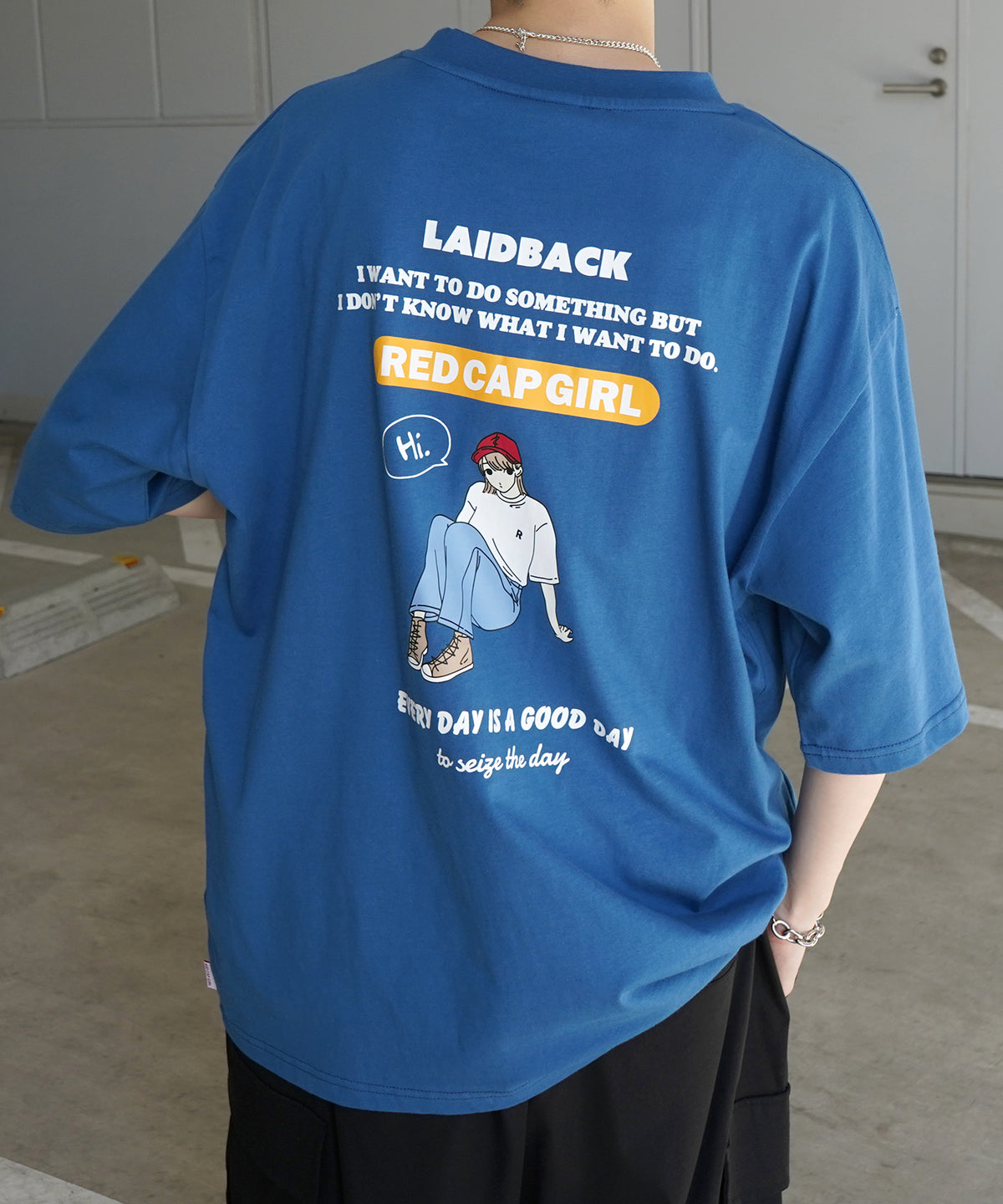 25SS【RED CAP GIRL】バックプリント ビッグシルエット半袖Tシャツ
