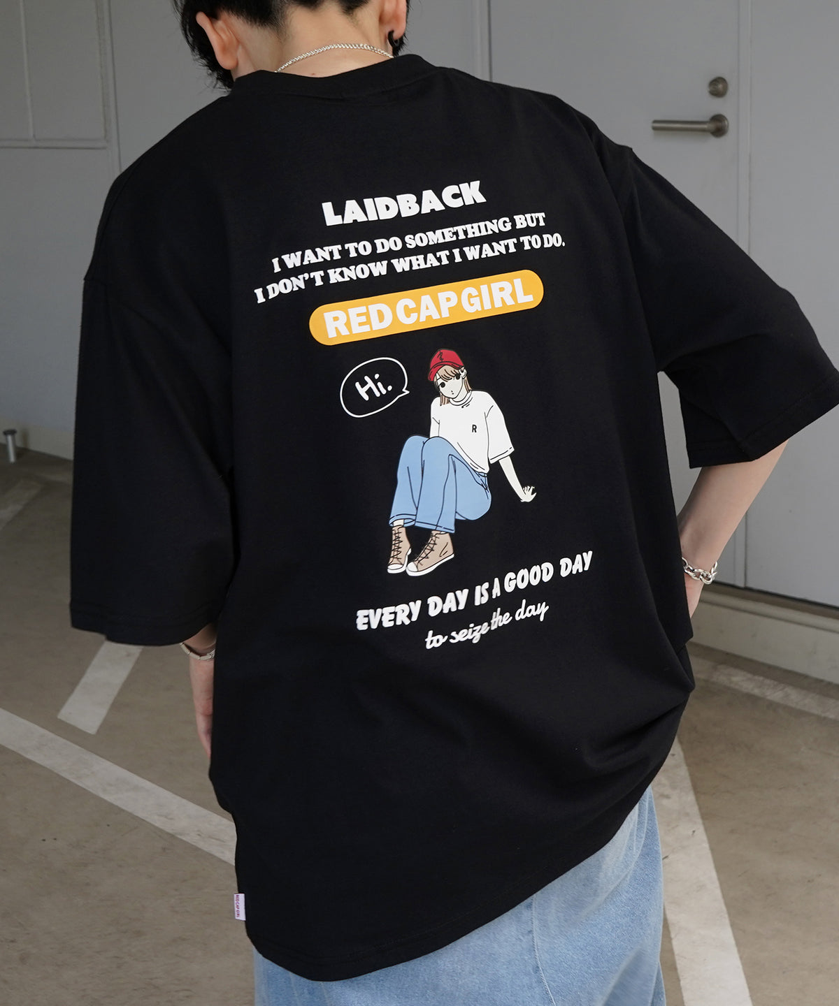 25SS【RED CAP GIRL】バックプリント ビッグシルエット半袖Tシャツ