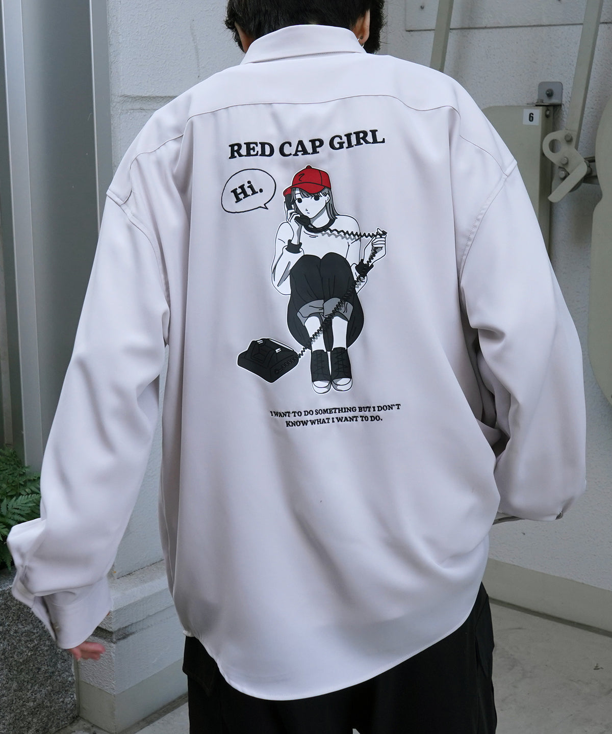 【RED CAP GIRL】25SS バック刺繍 クレリック 配色 ビッグシルエット長袖シャツ