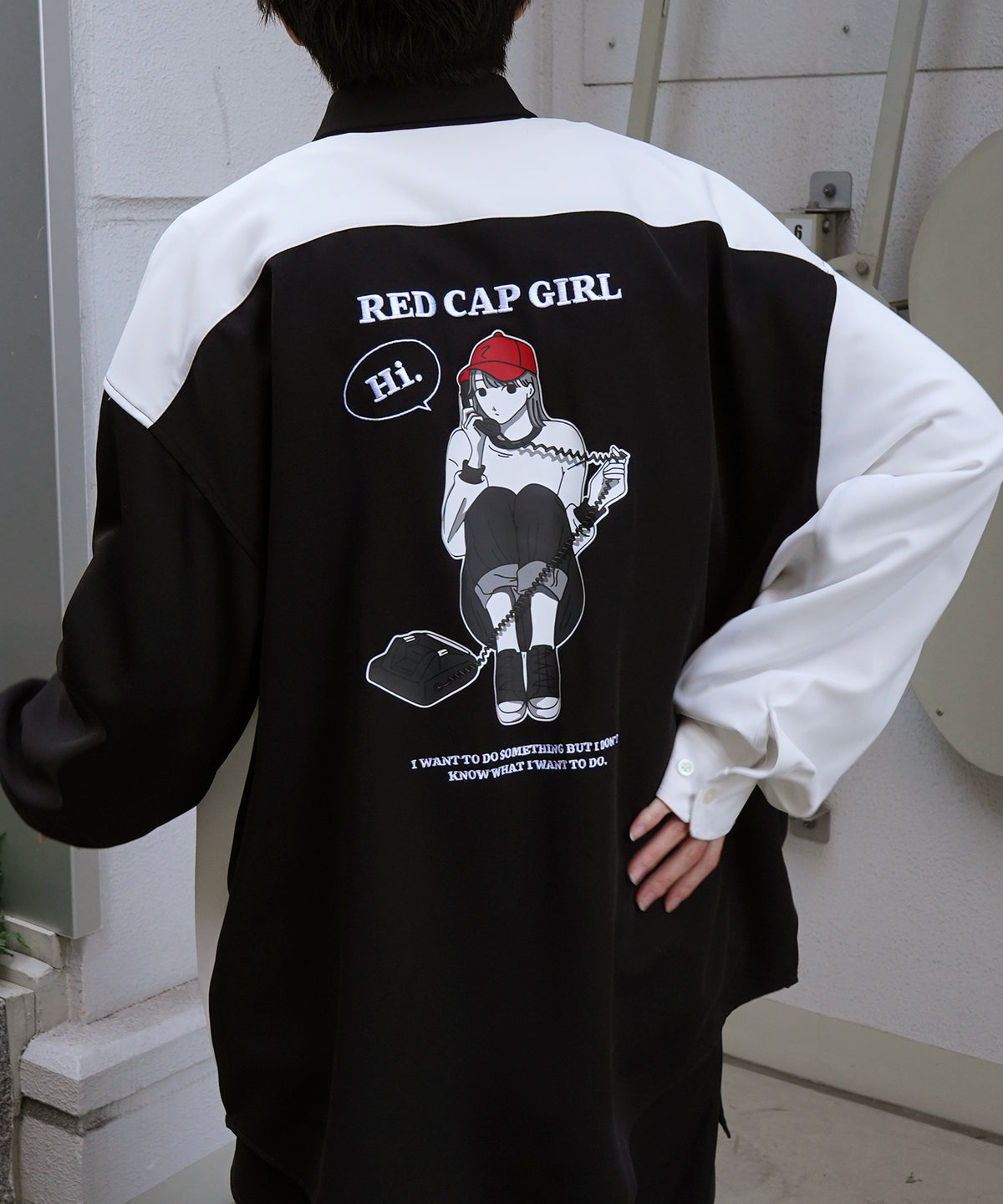 【RED CAP GIRL】25SS バック刺繍 クレリック 配色 ビッグシルエット長袖シャツ