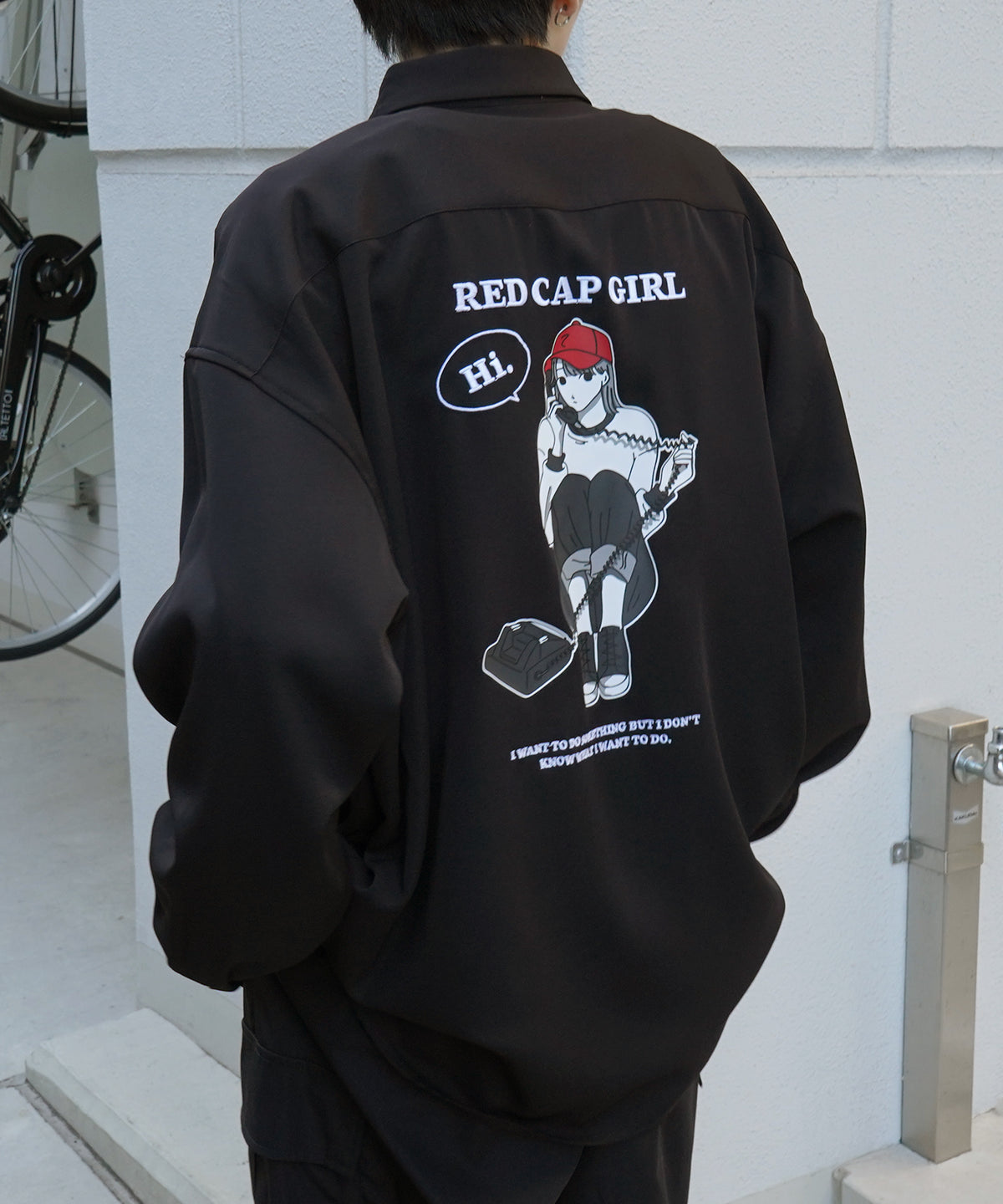 【RED CAP GIRL】25SS バック刺繍 クレリック 配色 ビッグシルエット長袖シャツ