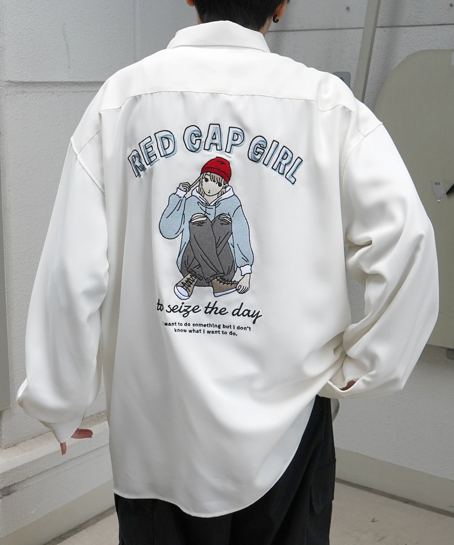 RED CAP GIRL】25SS バックプリント クレリック 配色 ビッグシルエット