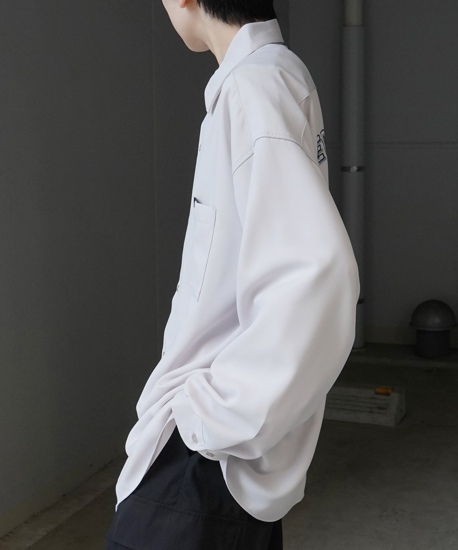 【RED CAP GIRL】25SS バックプリント クレリック 配色 ビッグシルエット長袖シャツ