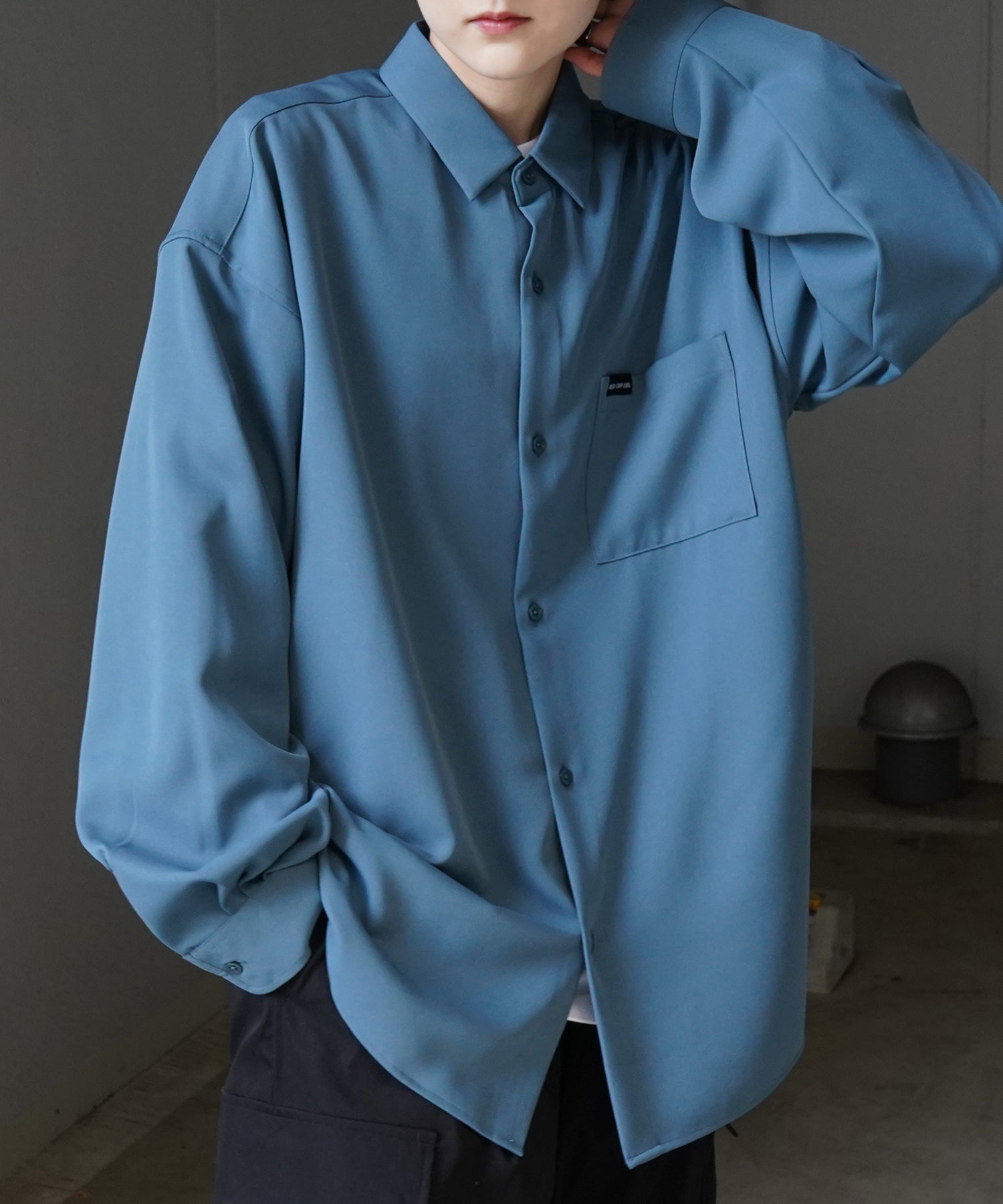 【RED CAP GIRL】25SS バックプリント クレリック 配色 ビッグシルエット長袖シャツ