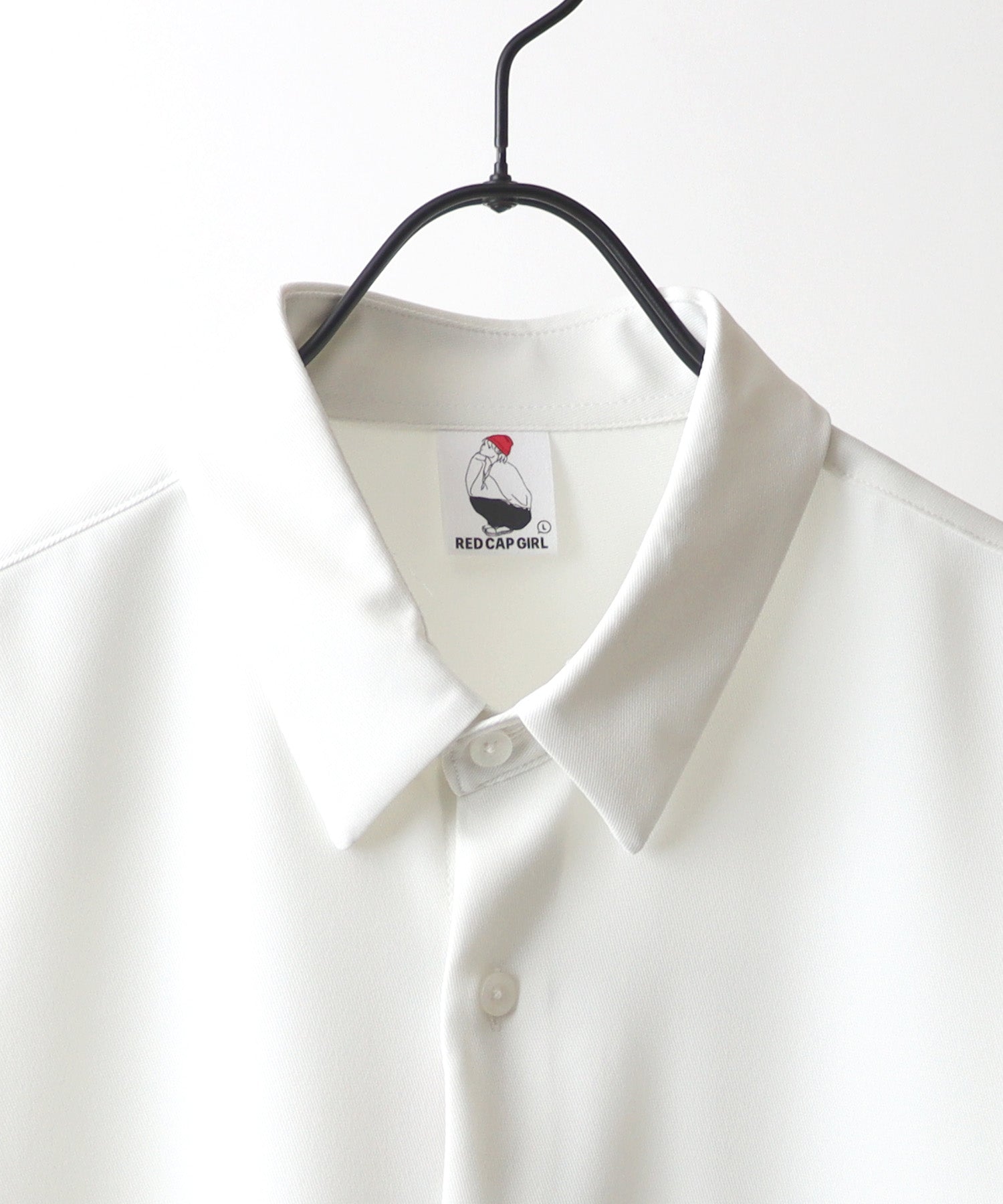 【RED CAP GIRL】25SS バックプリント クレリック 配色 ビッグシルエット長袖シャツ