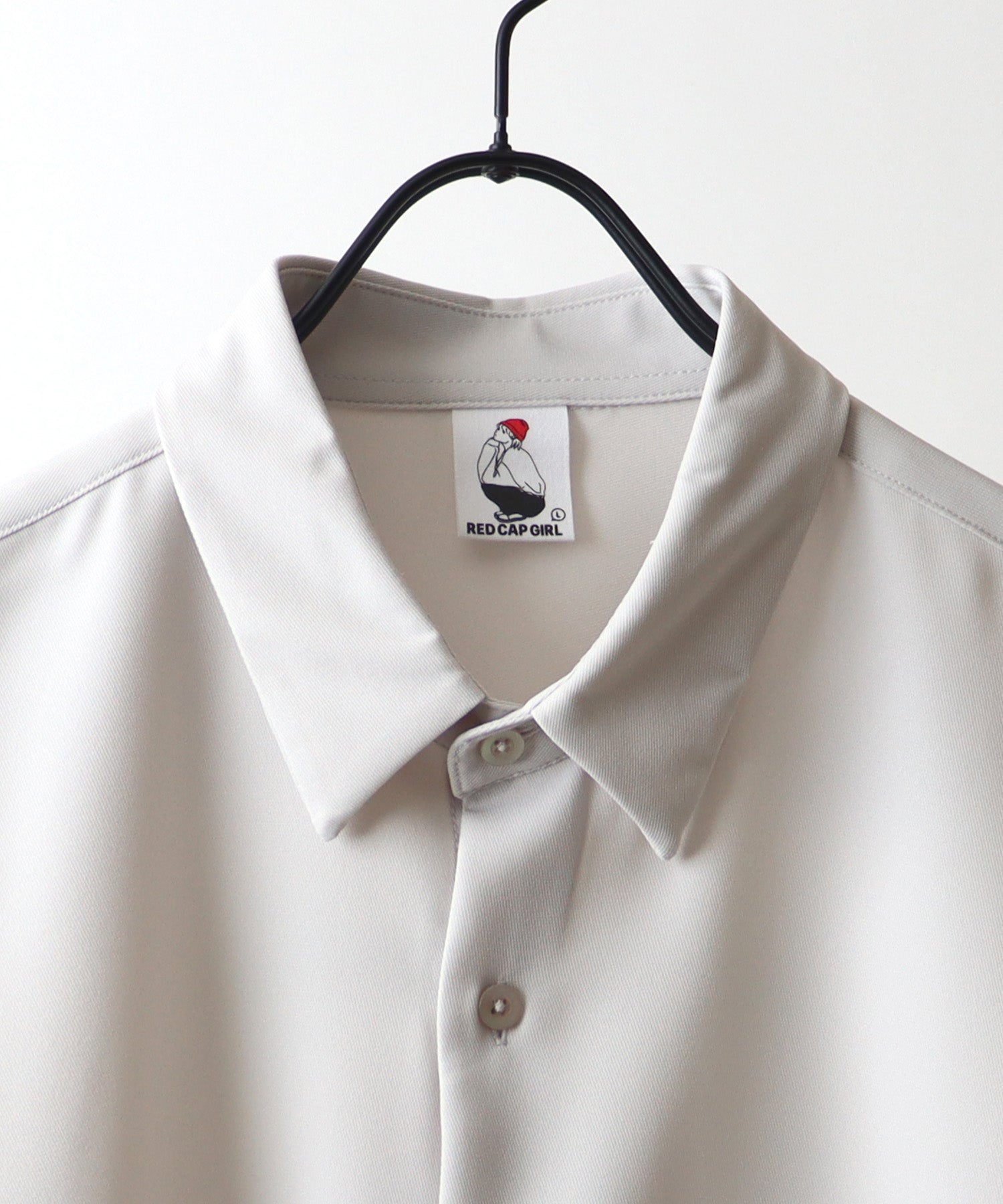 【RED CAP GIRL】25SS バックプリント クレリック 配色 ビッグシルエット長袖シャツ