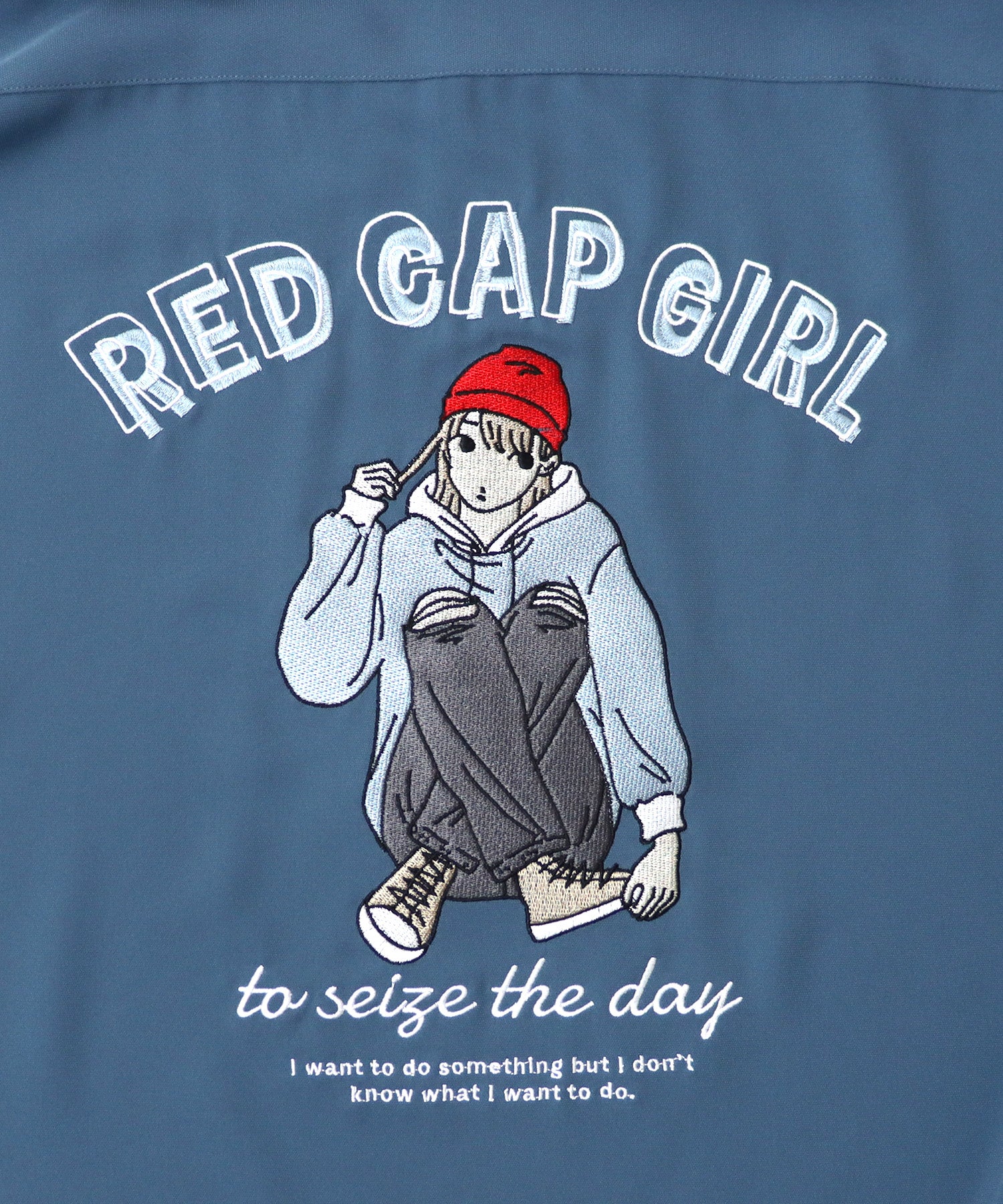 【RED CAP GIRL】25SS バックプリント クレリック 配色 ビッグシルエット長袖シャツ