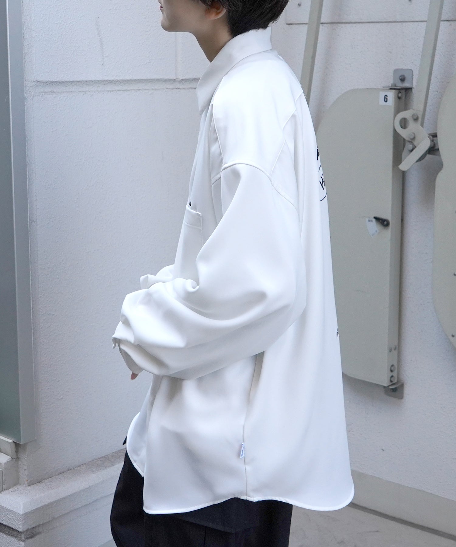 【PEZ × RED CAP GIRL】コラボ 25SS 無地 / クレリック配色 長袖ビッグシルエットシャツ