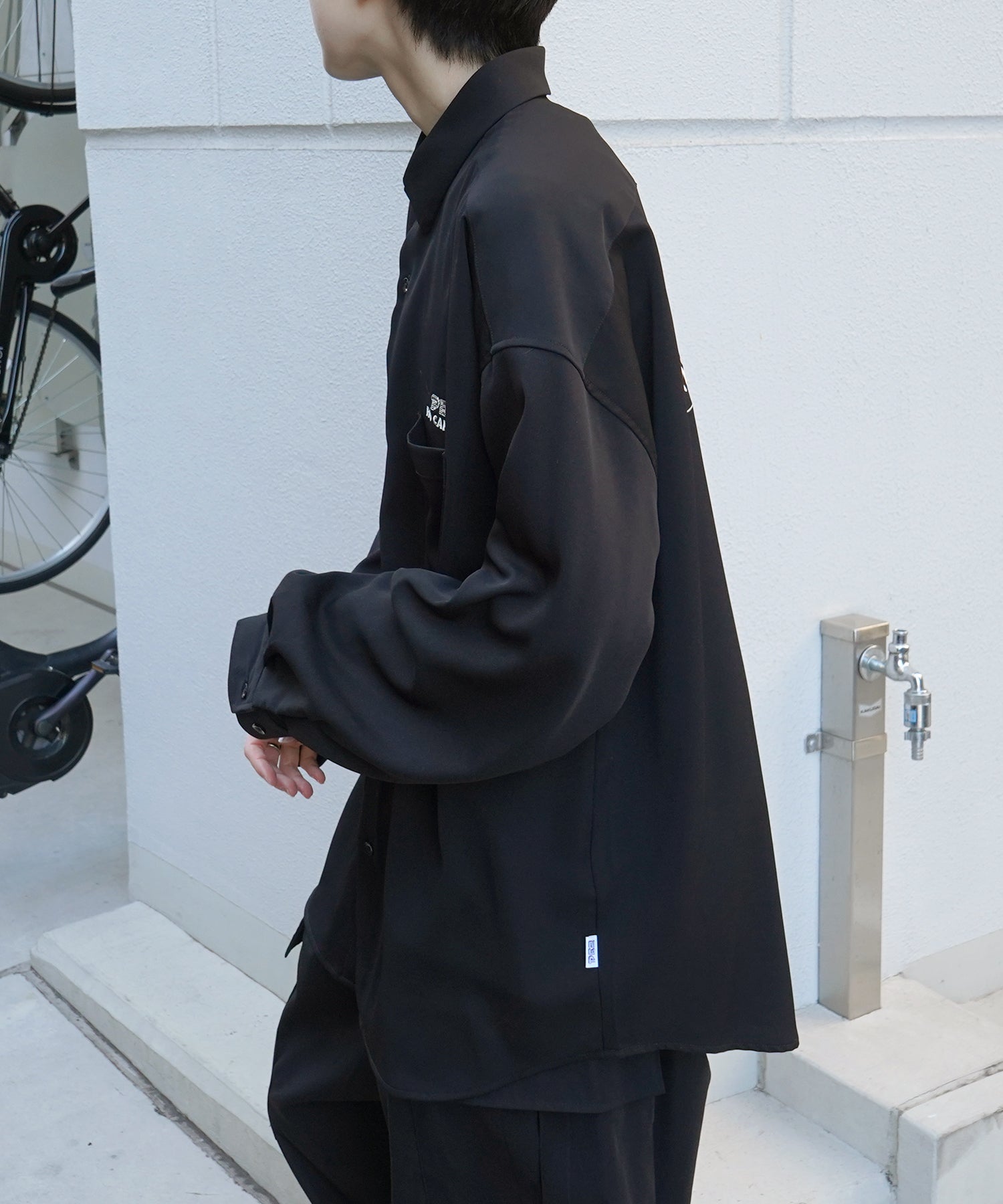 【PEZ × RED CAP GIRL】コラボ 25SS 無地 / クレリック配色 長袖ビッグシルエットシャツ
