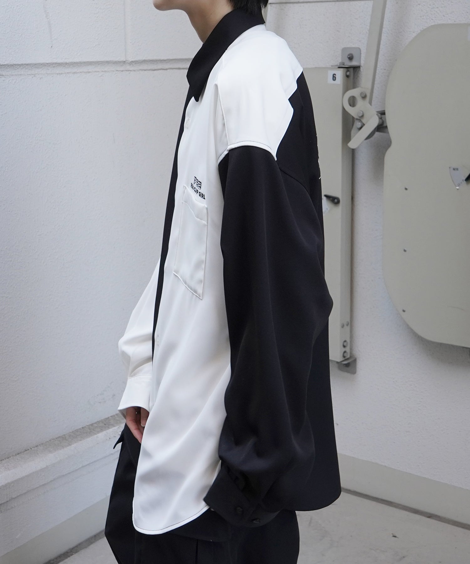 【PEZ × RED CAP GIRL】コラボ 25SS 無地 / クレリック配色 長袖ビッグシルエットシャツ