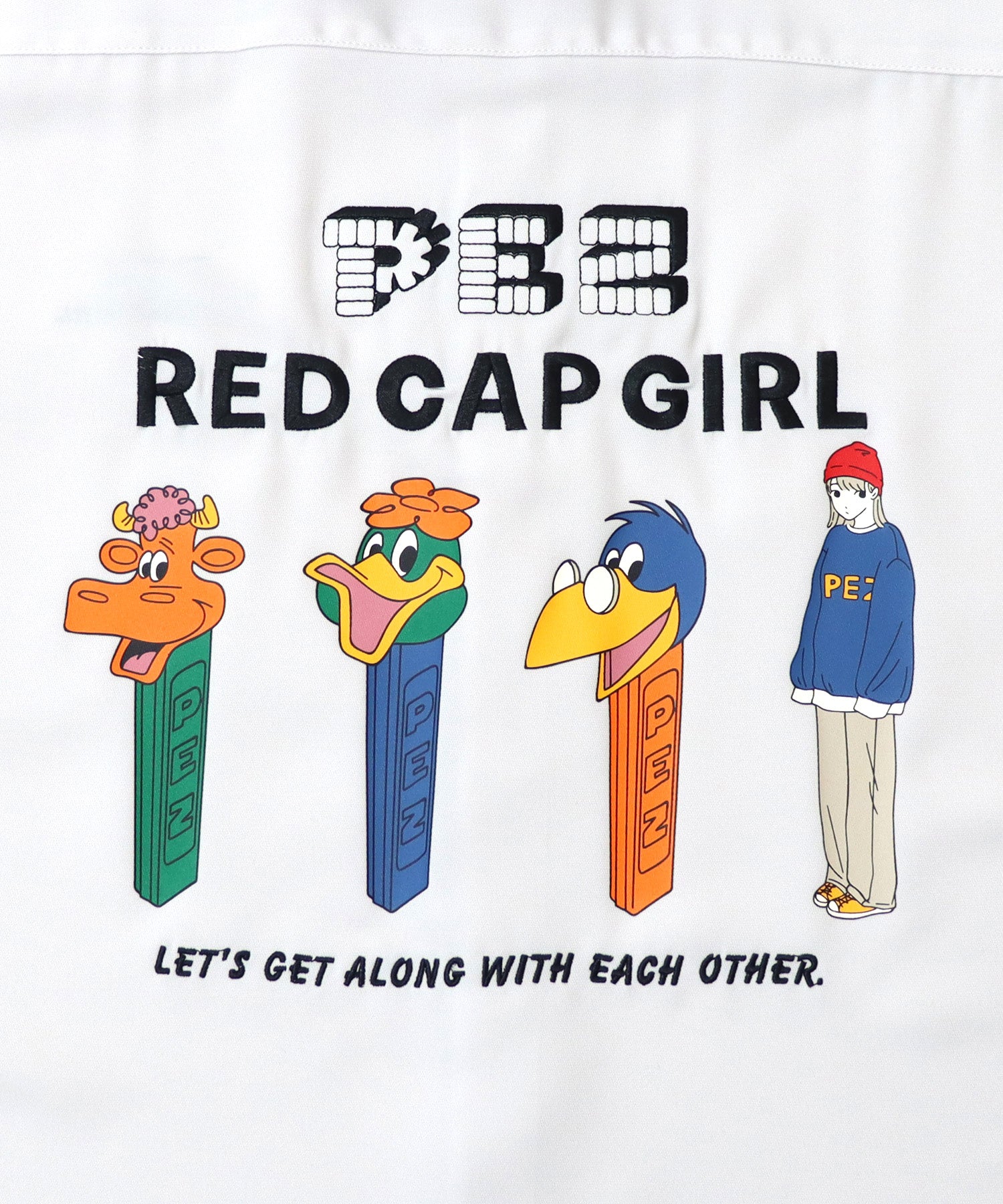 【PEZ × RED CAP GIRL】コラボ 25SS 無地 / クレリック配色 長袖ビッグシルエットシャツ