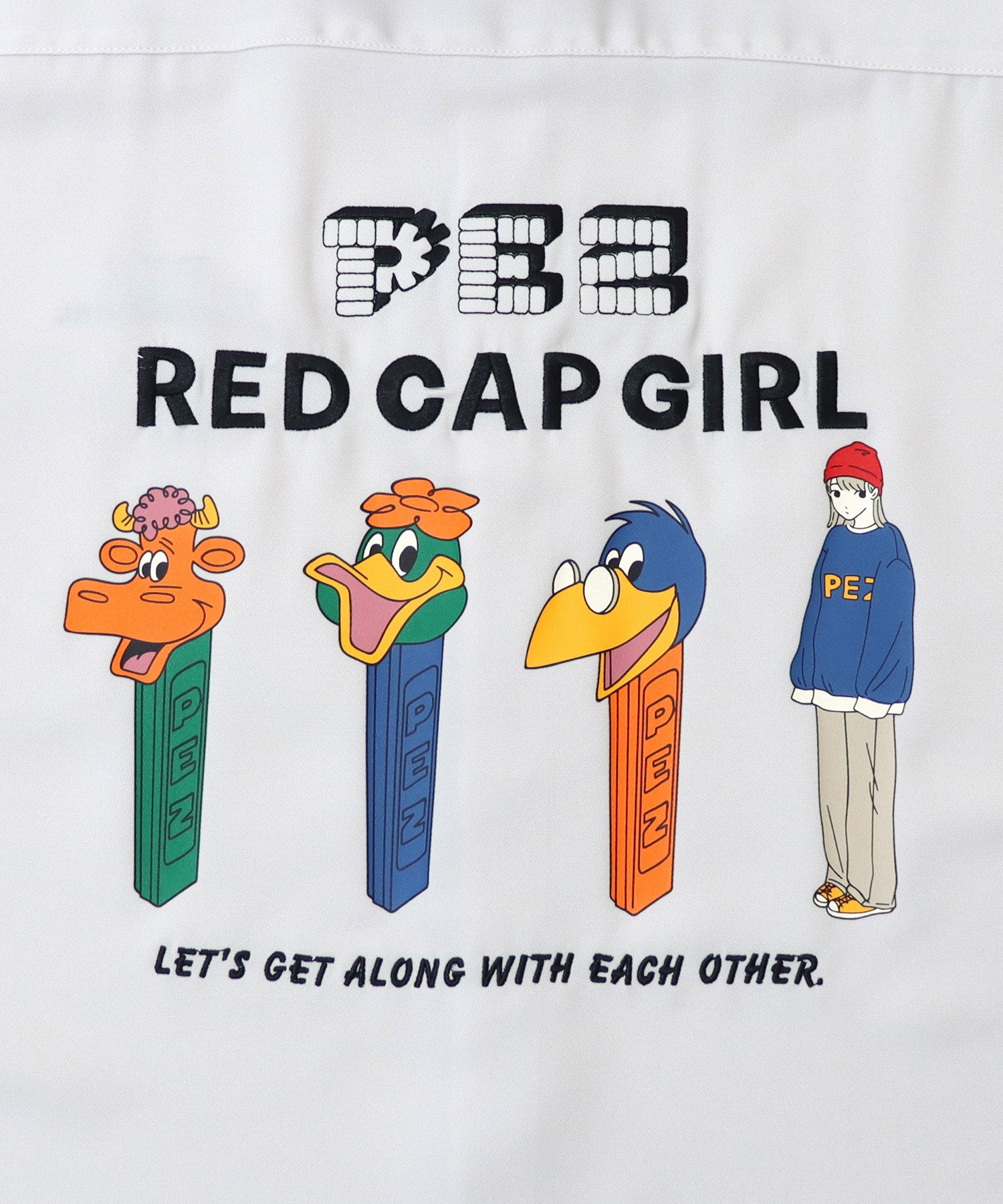 【PEZ × RED CAP GIRL】コラボ 25SS 無地 / クレリック配色 長袖ビッグシルエットシャツ