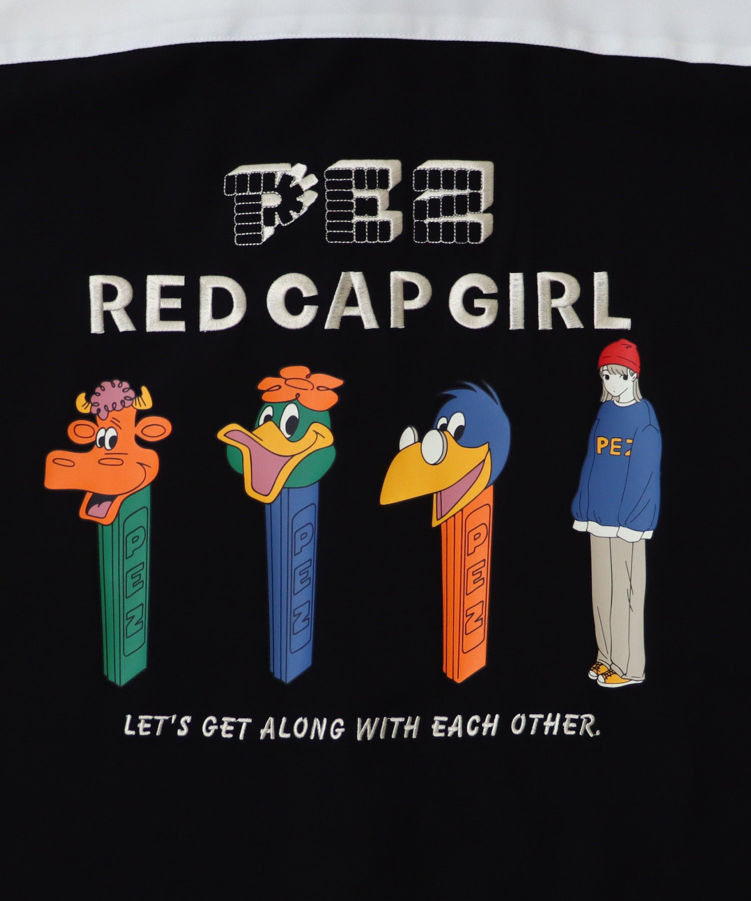 【PEZ × RED CAP GIRL】コラボ 25SS 無地 / クレリック配色 長袖ビッグシルエットシャツ