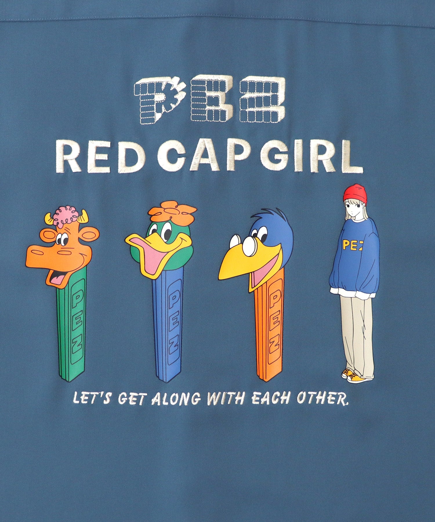 【PEZ × RED CAP GIRL】コラボ 25SS 無地 / クレリック配色 長袖ビッグシルエットシャツ