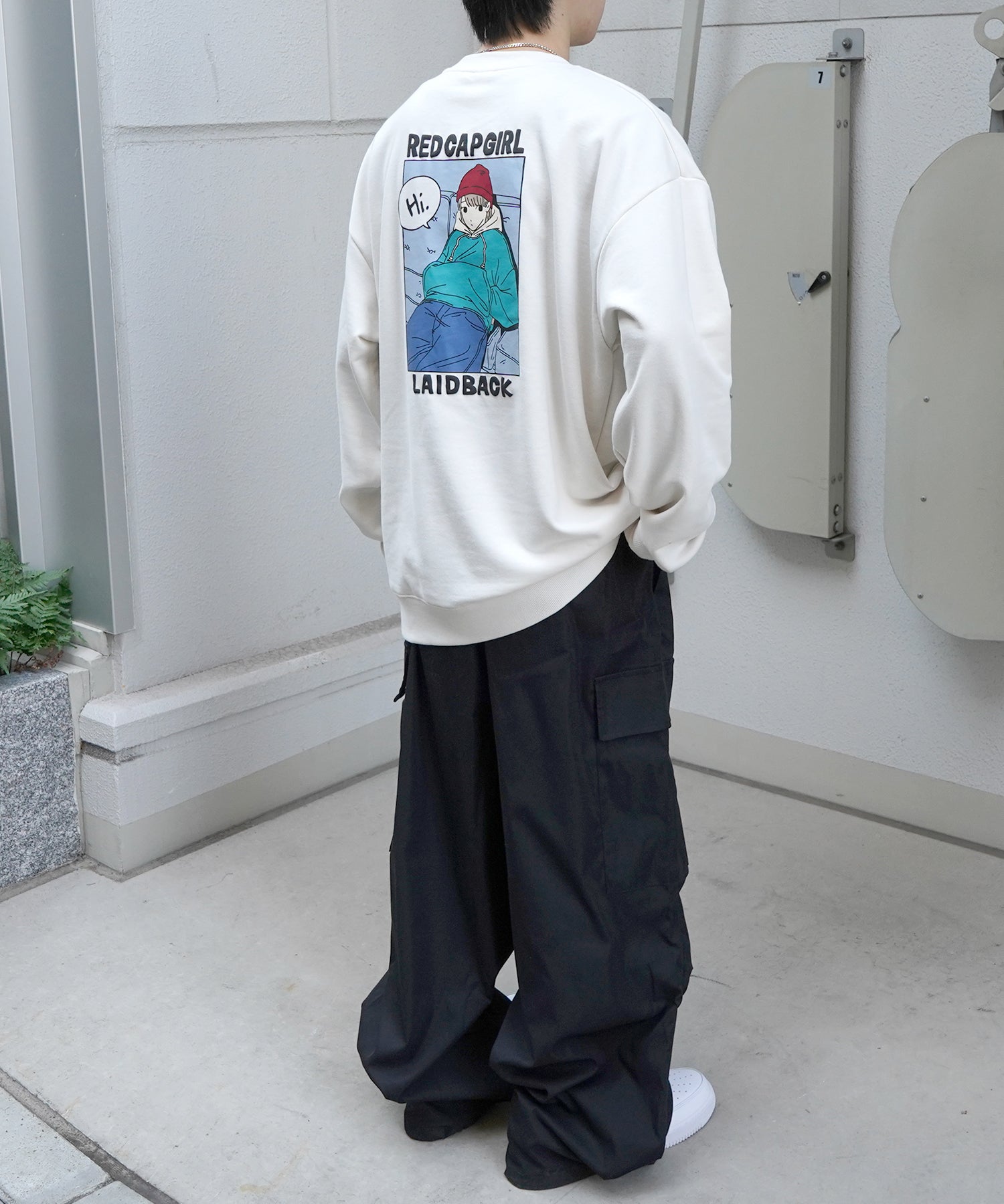 【RED CAP GIRL】25SS ビッグシルエット フロント発泡プリント プルオーバースウェット