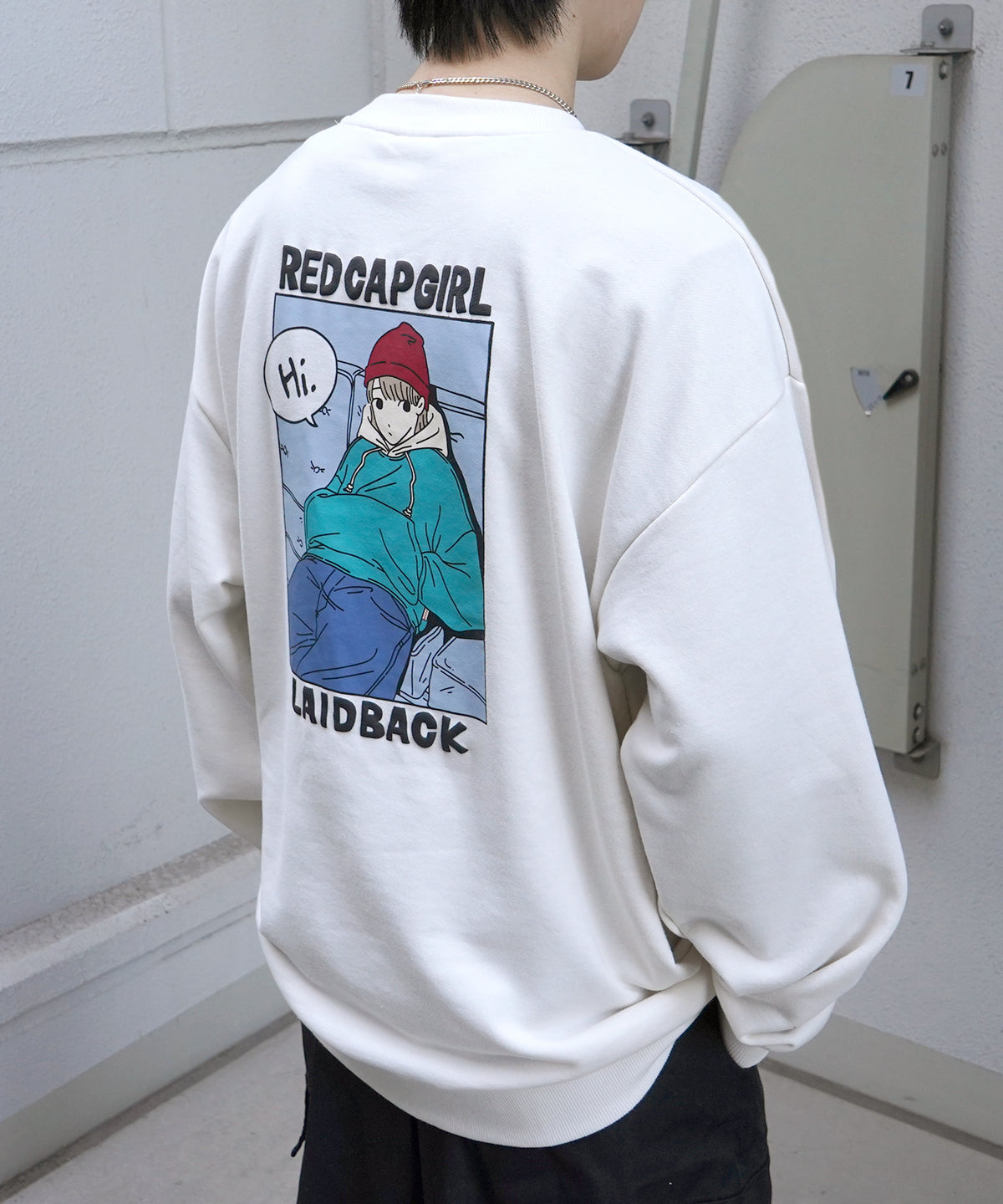 【RED CAP GIRL】25SS ビッグシルエット フロント発泡プリント プルオーバースウェット